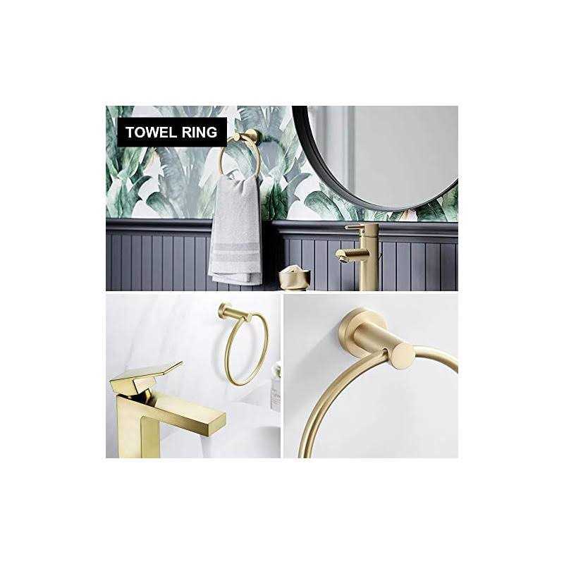 5-piece Brushed Gold Bathroom Hardware Accessories Set Lava Odoro Gold Towel Bar Holder Set Towel Rack Set Stainless Steel Wall Mounted LAVA-US-HBL-R009-SG