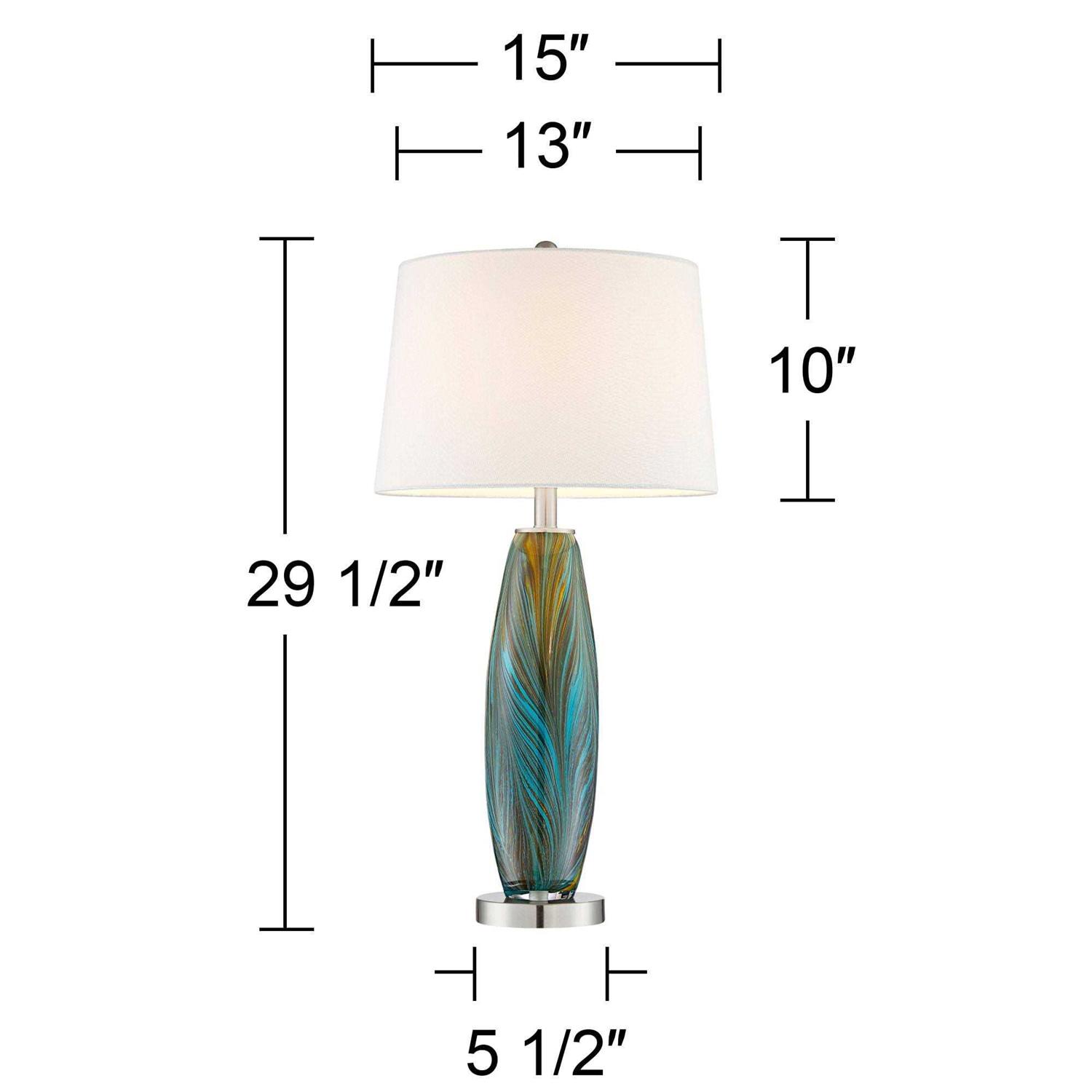 360 Lighting Azure Modern Table Lamps Tall Set of 2 Blue Brown Glass Living Room Bedroom