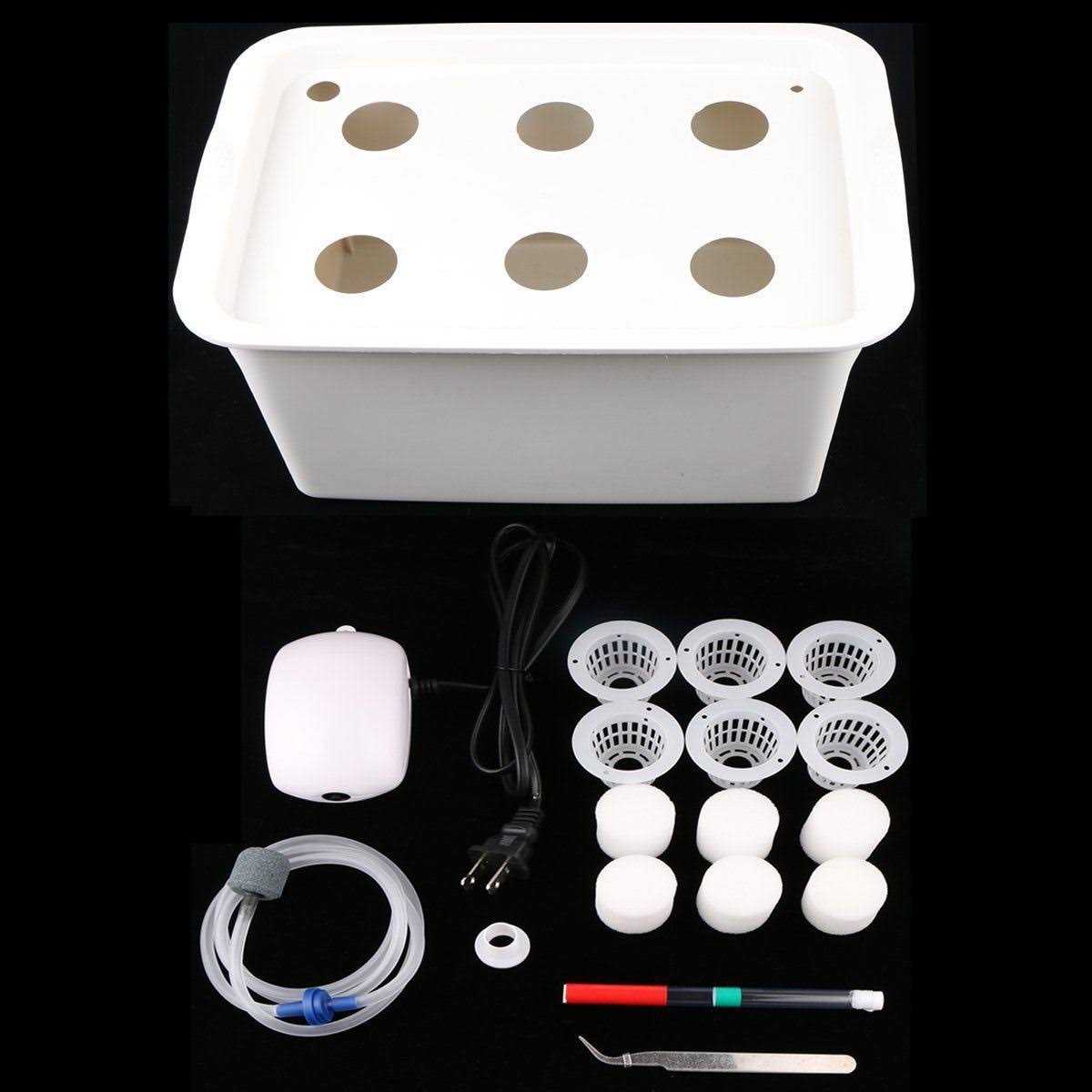 Aunifun Hydroponics Grower Kit DIY Self Watering Indoor Hydroponics Tools DWC Hydroponic System Planting Container Include Aquarium Air Pump Buoy