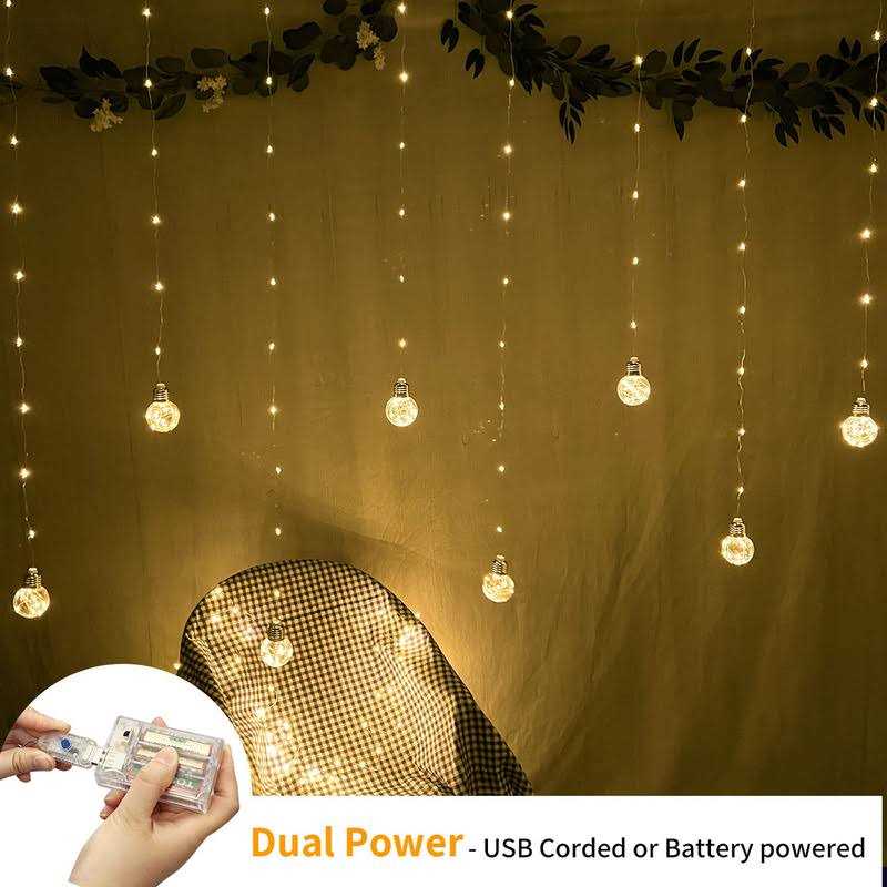 Yolight Wishing Ball Curtain Lights 200 LED Window Curtain Lights with Remote