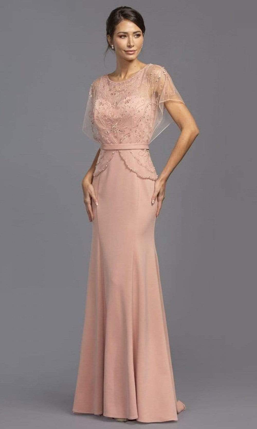 M2136 Modest Pearl Embellished Sheath Dress