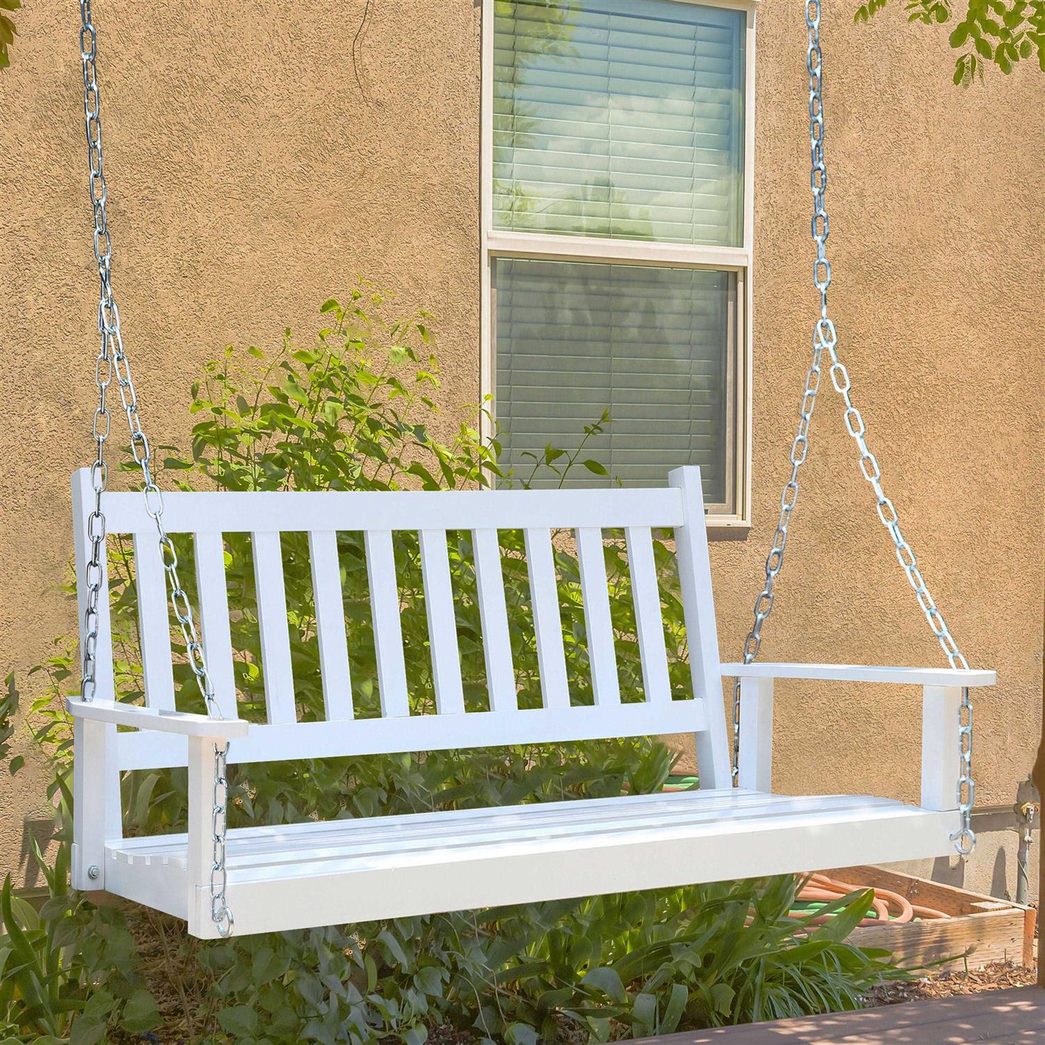 Veikous Outdoor Wood Porch Swing with Chains