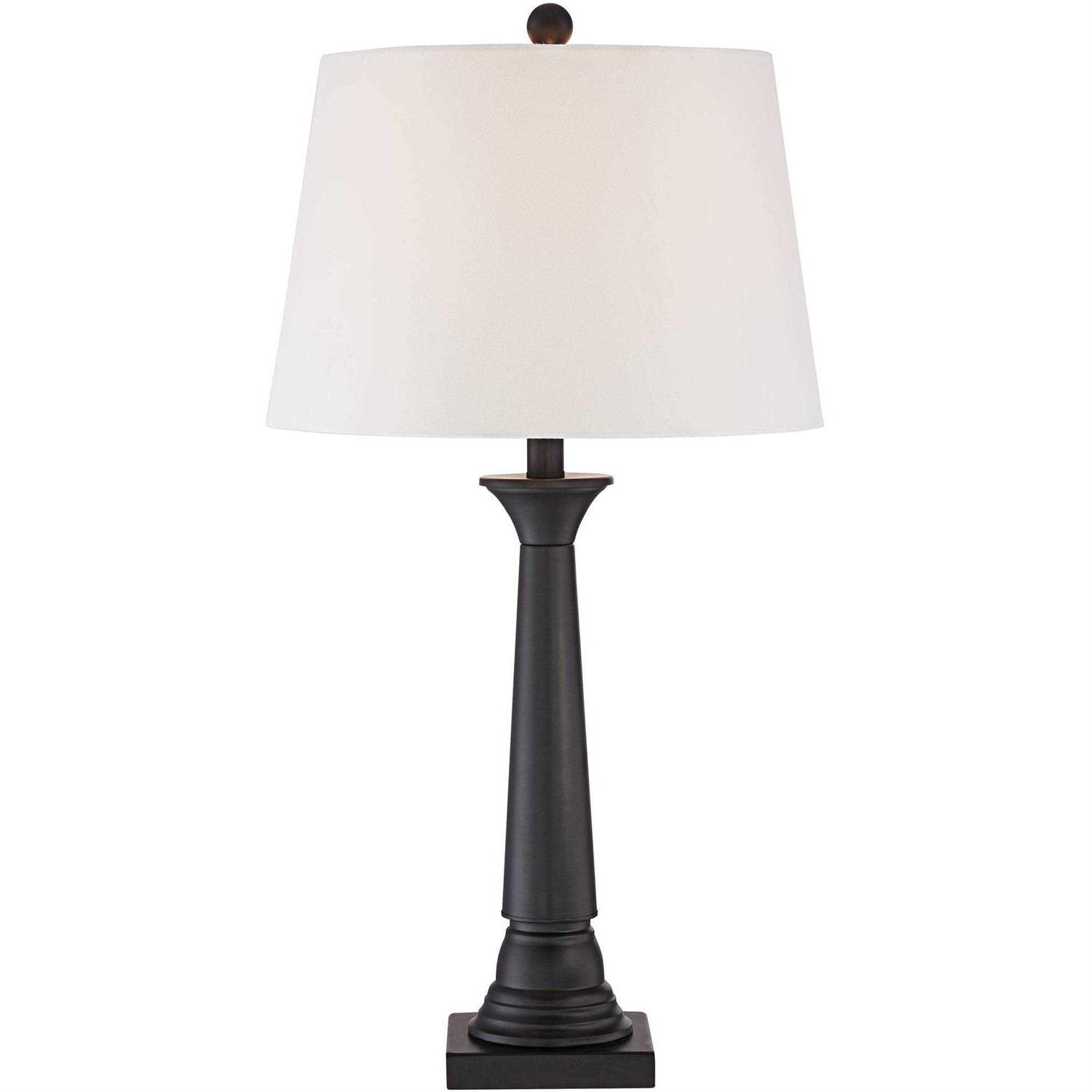 360 Lighting Dolbey Rustic Farmhouse Table Lamps 28 Tall Set of 2 Bronze White Drum Shade Bedroom Living Room