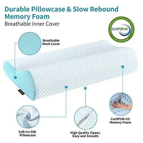 Ylekto Memory Foam Pillows Neck Pillow Bed Pillow for Sleeping Ergonomic Cervical Pillow Orthopedic Contour Pillow for Side Back Stomach Sleeper