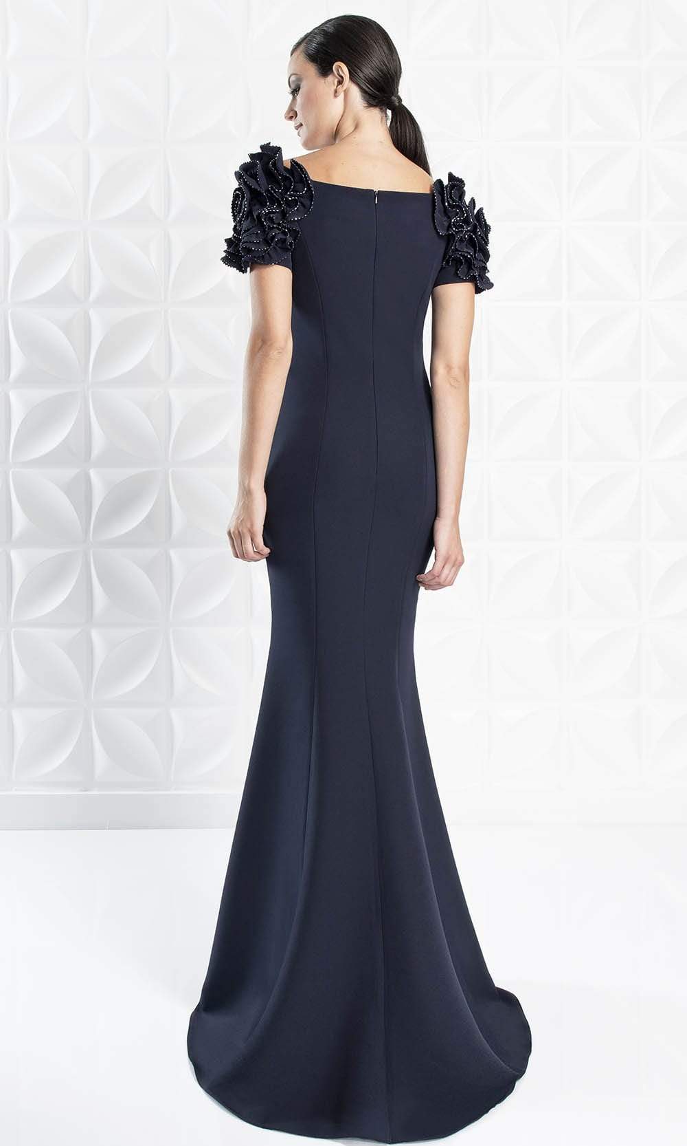 1270 Embellished Bateau Long Trumpet Dress