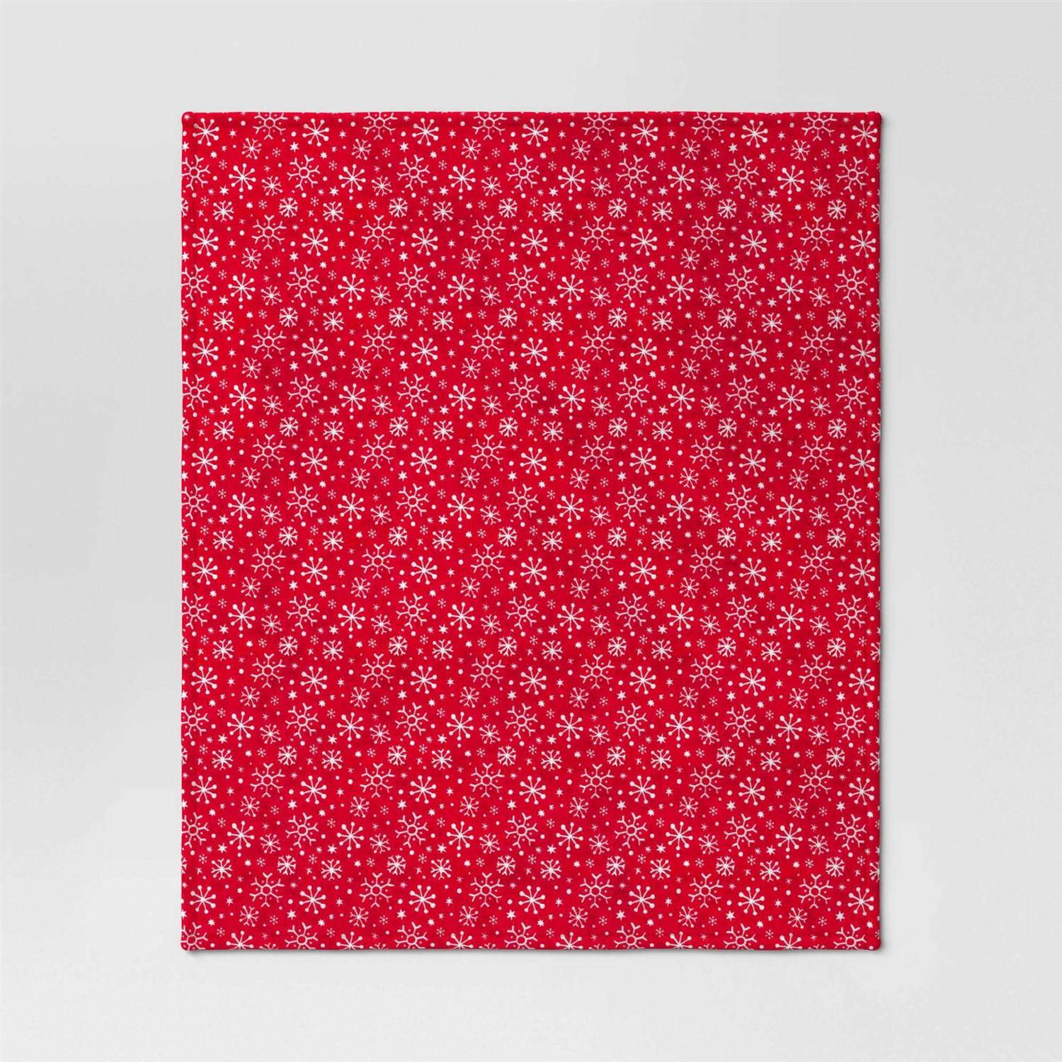 Wondershop Snowflake Plush Christmas Throw Blanket Red/White