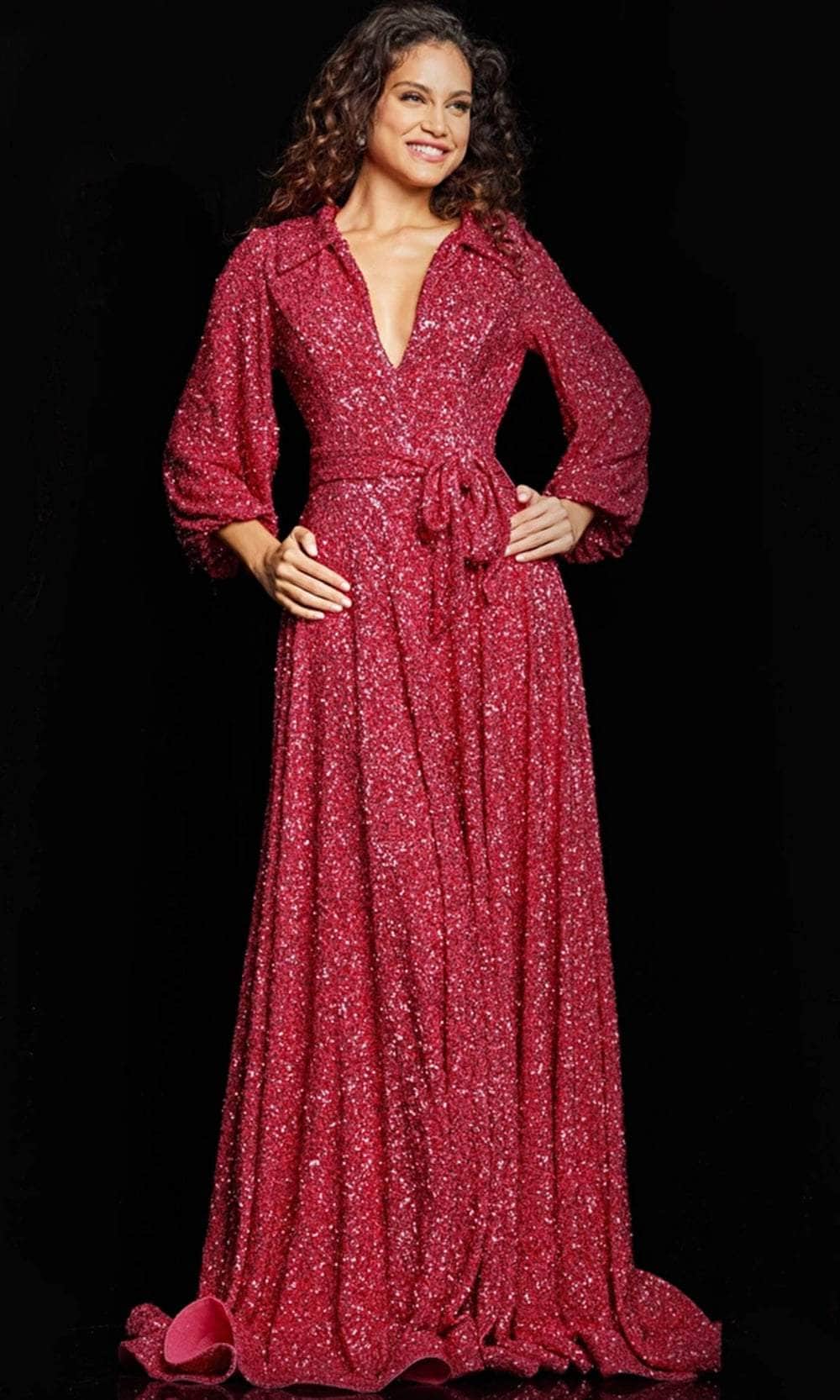 Glitter Bishop Sleeve Evening Dress