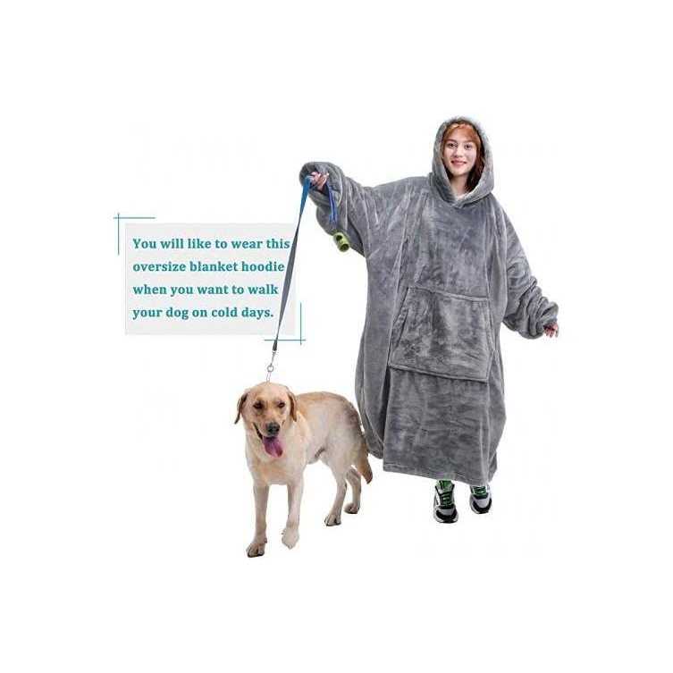 Waitu Wearable Blanket Sweatshirt Gifts for Women and Men, Super Warm and Cozy Giant Blanket Hoodie, Thick Flannel Blanket with Sleeves and Giant