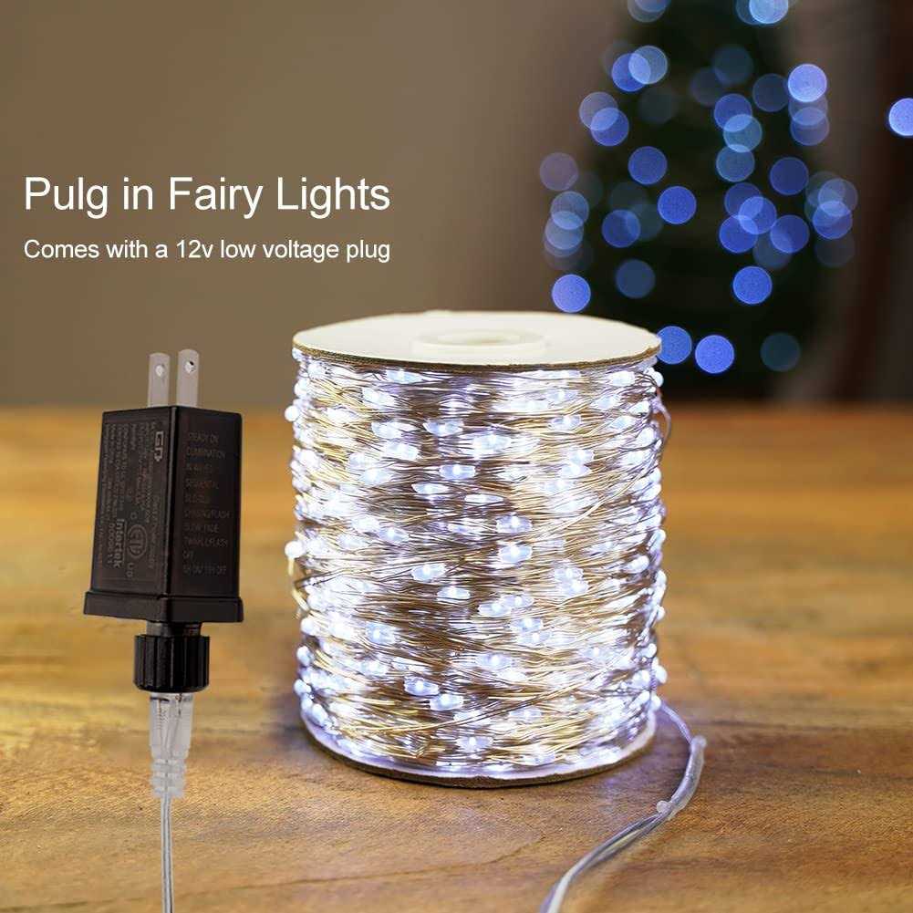 ZELUXDOT 600 leds String Lights Fairy String Lights 200ft Long Outdoor Waterproof Copper String Lights with Remote 8 Modes for Bedroom