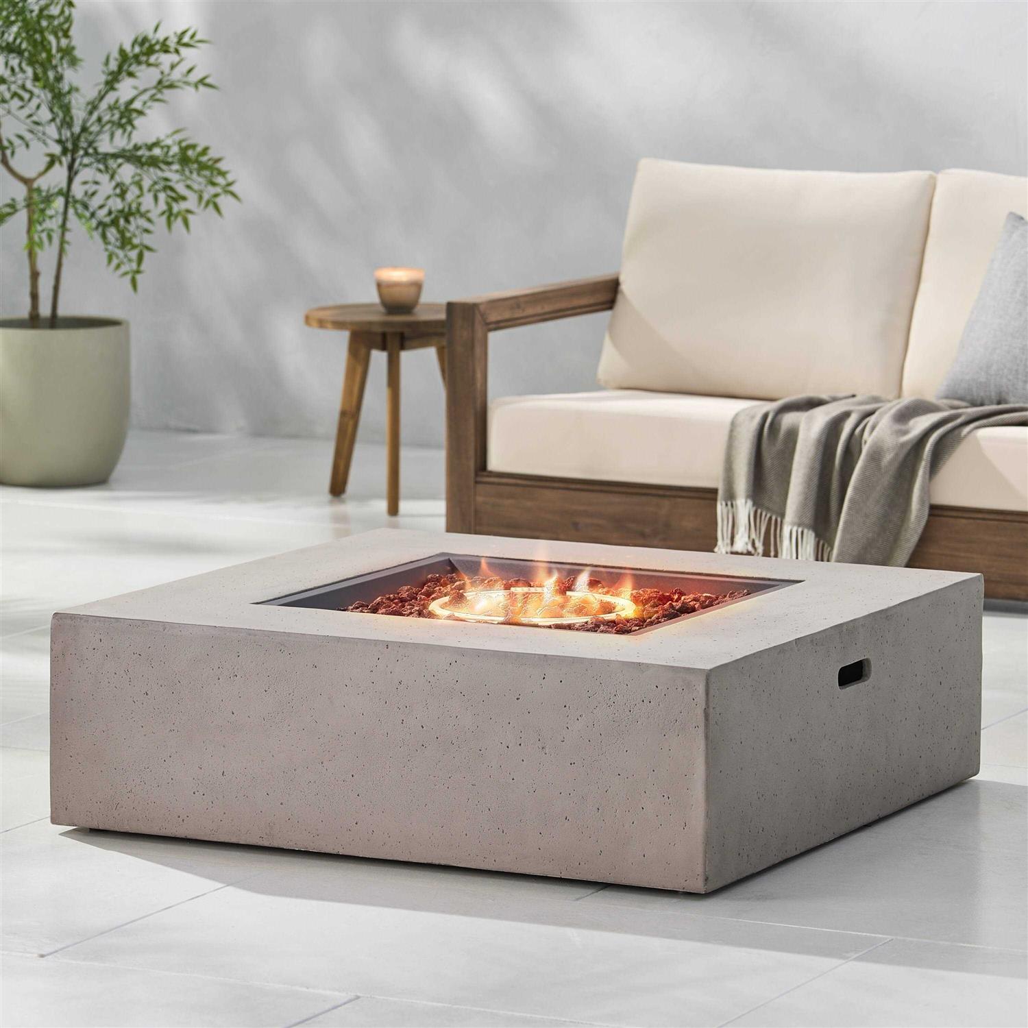 Aidan Outdoor 50,000 BTU Lightweight Concrete Square Fire Pit by Christopher Knight Home