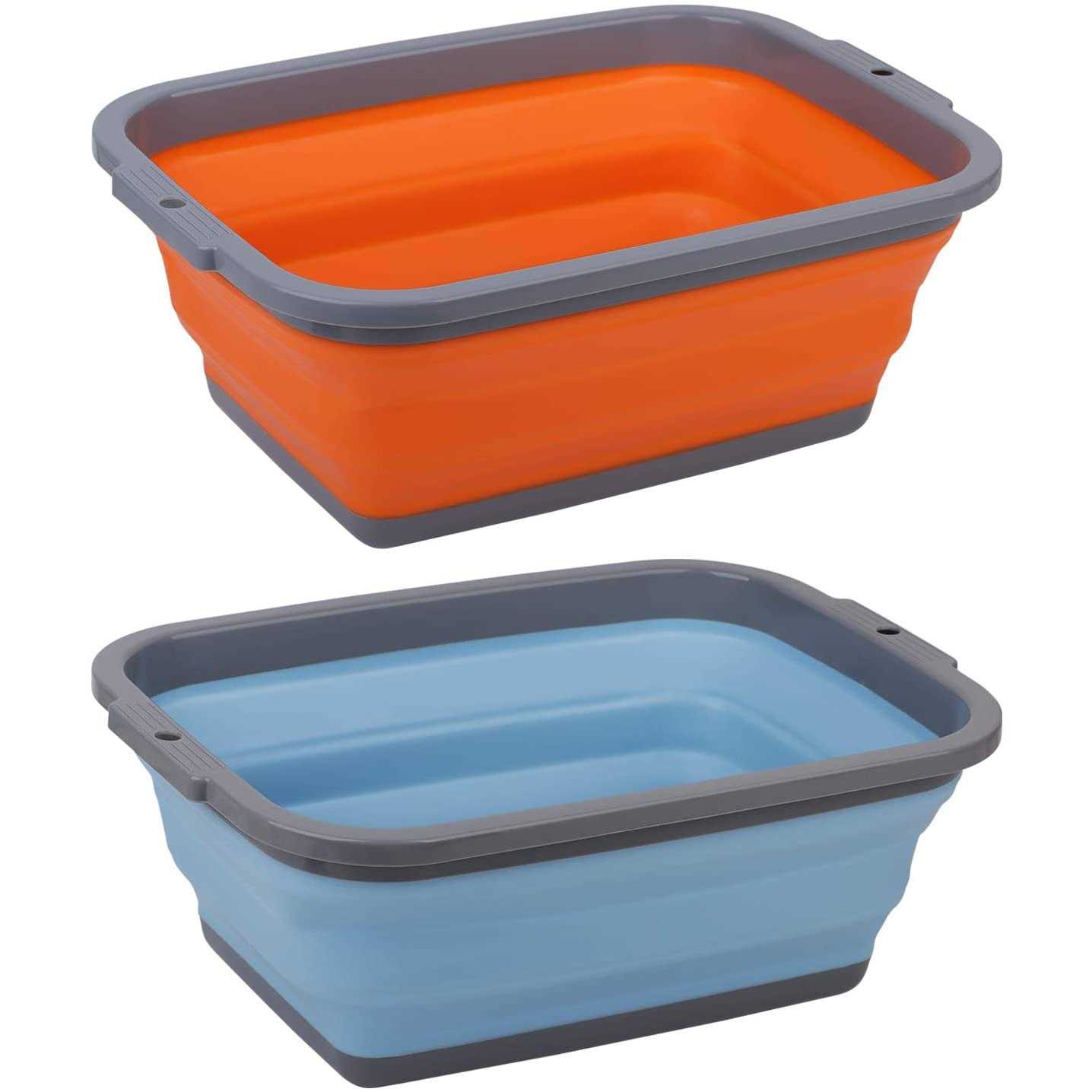 2 Pack Collapsible Sink with 2.25 Gal / 8.5L Each, Foldable Dish Tub for Washing Dishes, Camping, Hiking and Home
