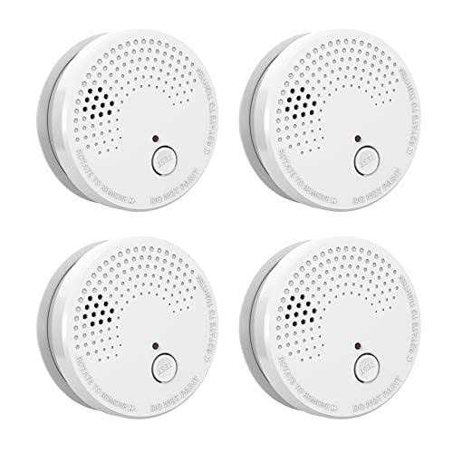 4 Pack Smoke Detector Fire Alarms 9V Battery Operated Photoelectric Sensor Smoke Alarms Easy to Install with Light Sound Warning