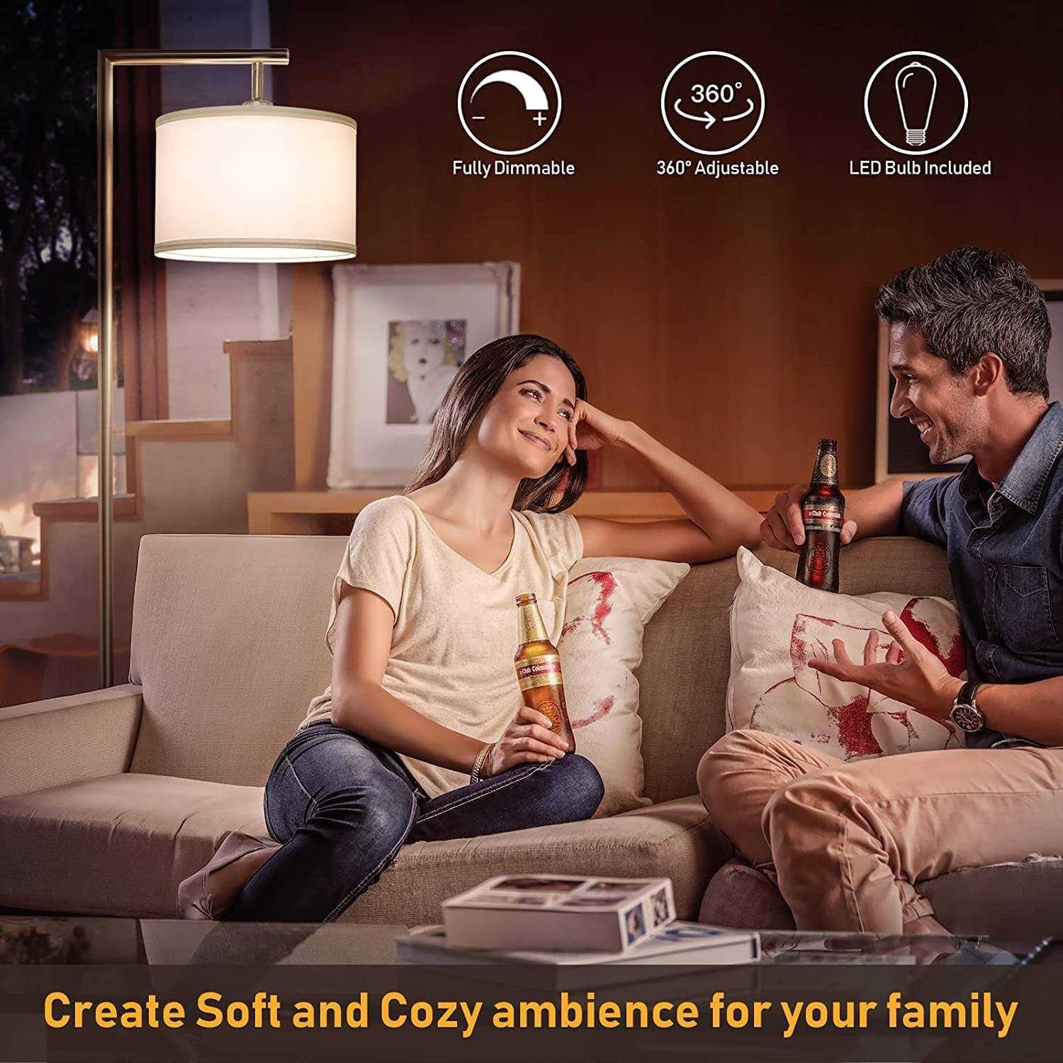 Boncoo Floor Lamps for Living Room Standing Lamp Tall with Adjustable Silk Shade