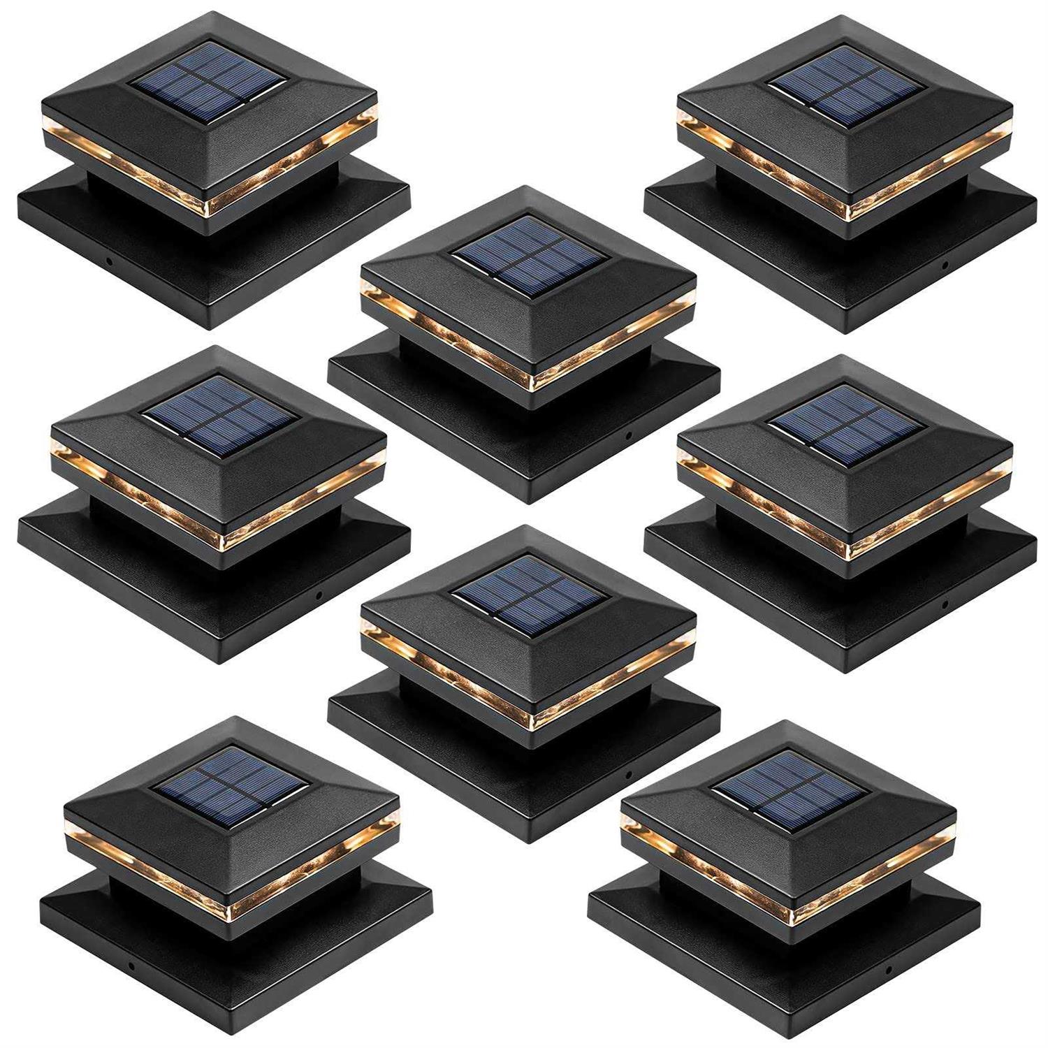 Viewsun 8 Pack Solar Post Lights Outdoor Fence Post Cap Light Solar Powered Caps for Deck