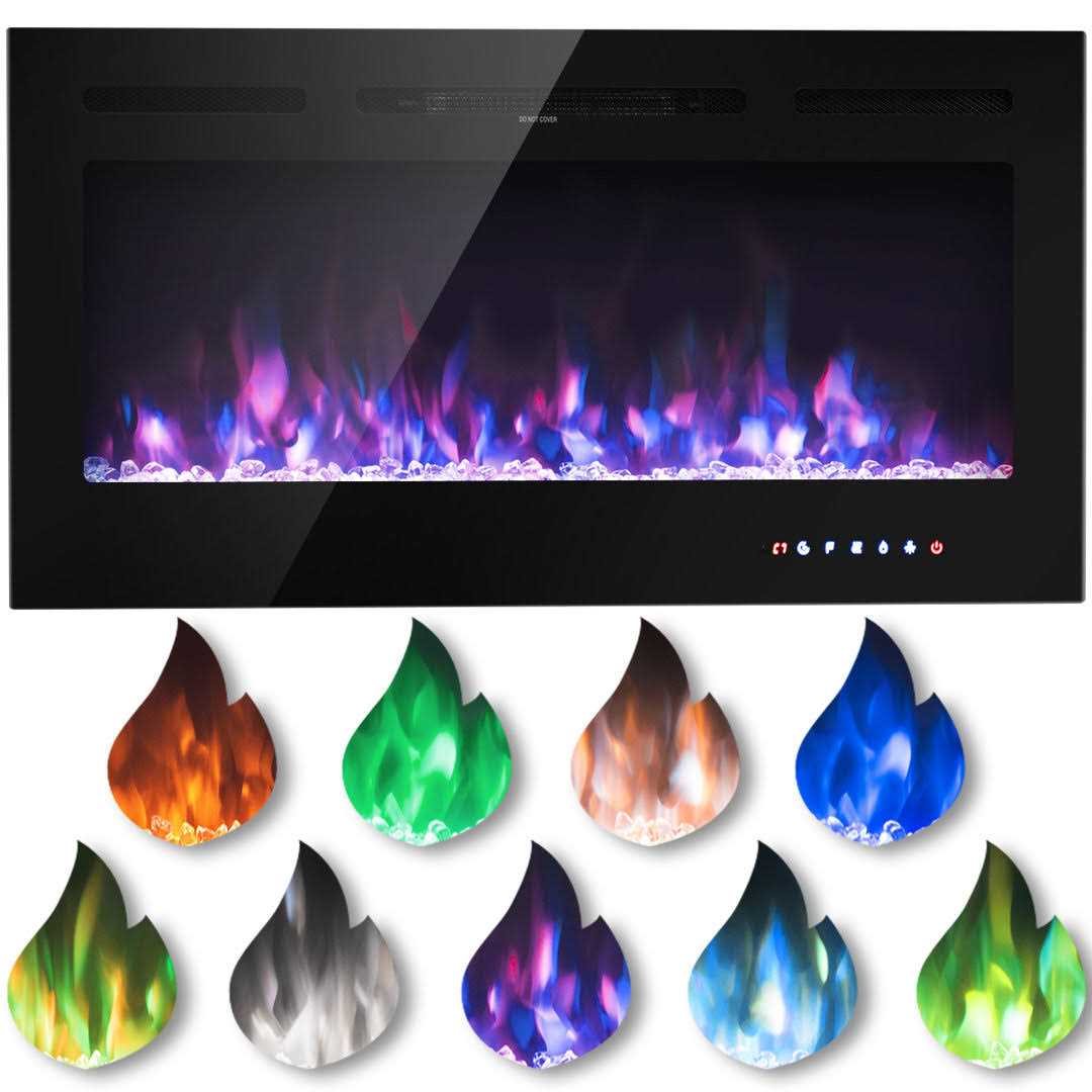 Topbuy Recessed Electric Fireplace Wall Mounted Heater w/Remote Control 750w/1500w mode Adjustable Flame