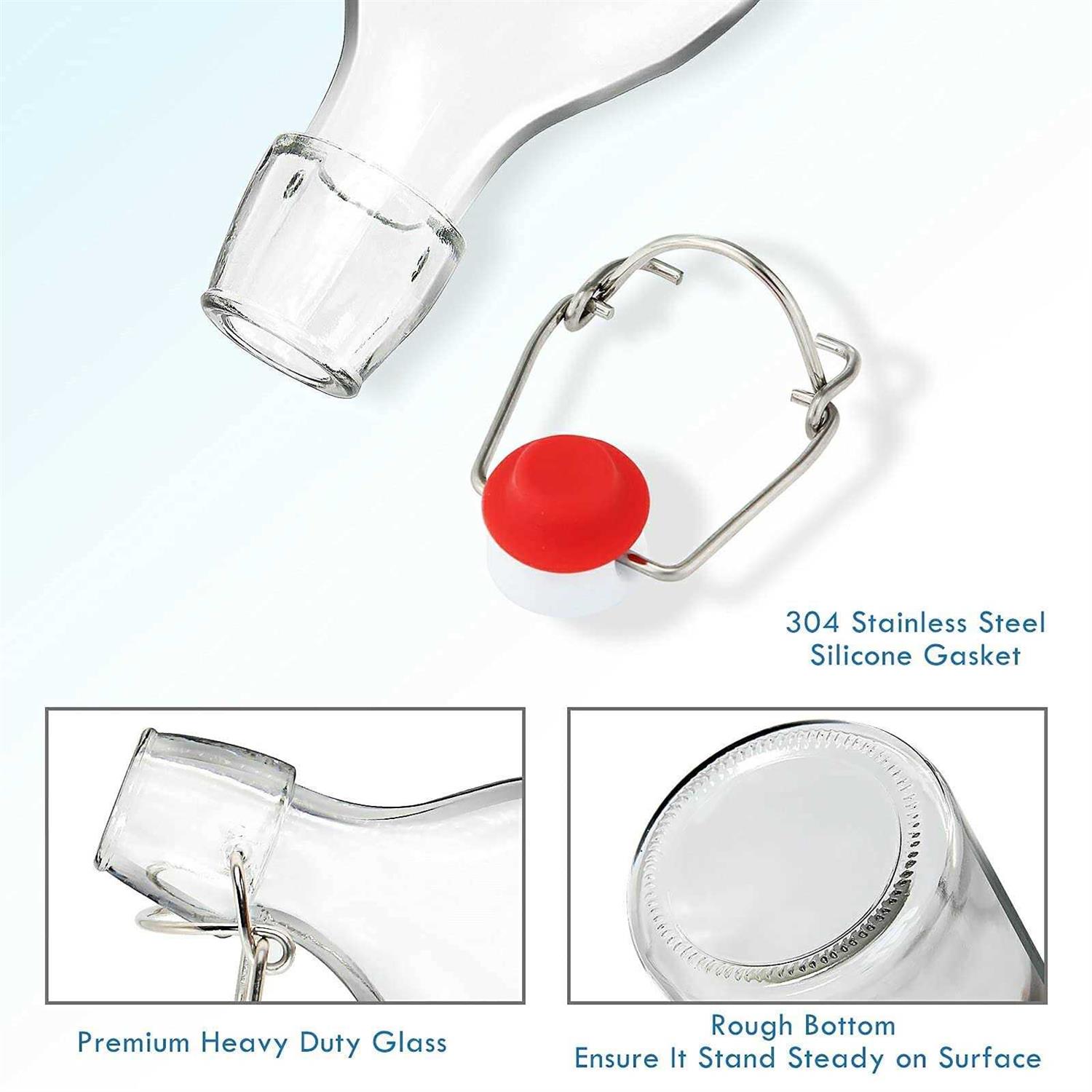 16oz Swing Top Bottles -Glass Beer Bottle with Airtight Rubber Seal Flip Caps for Home Brewing Kombucha,Beverages,Oil,Vinegar,Water,Soda,Kefir