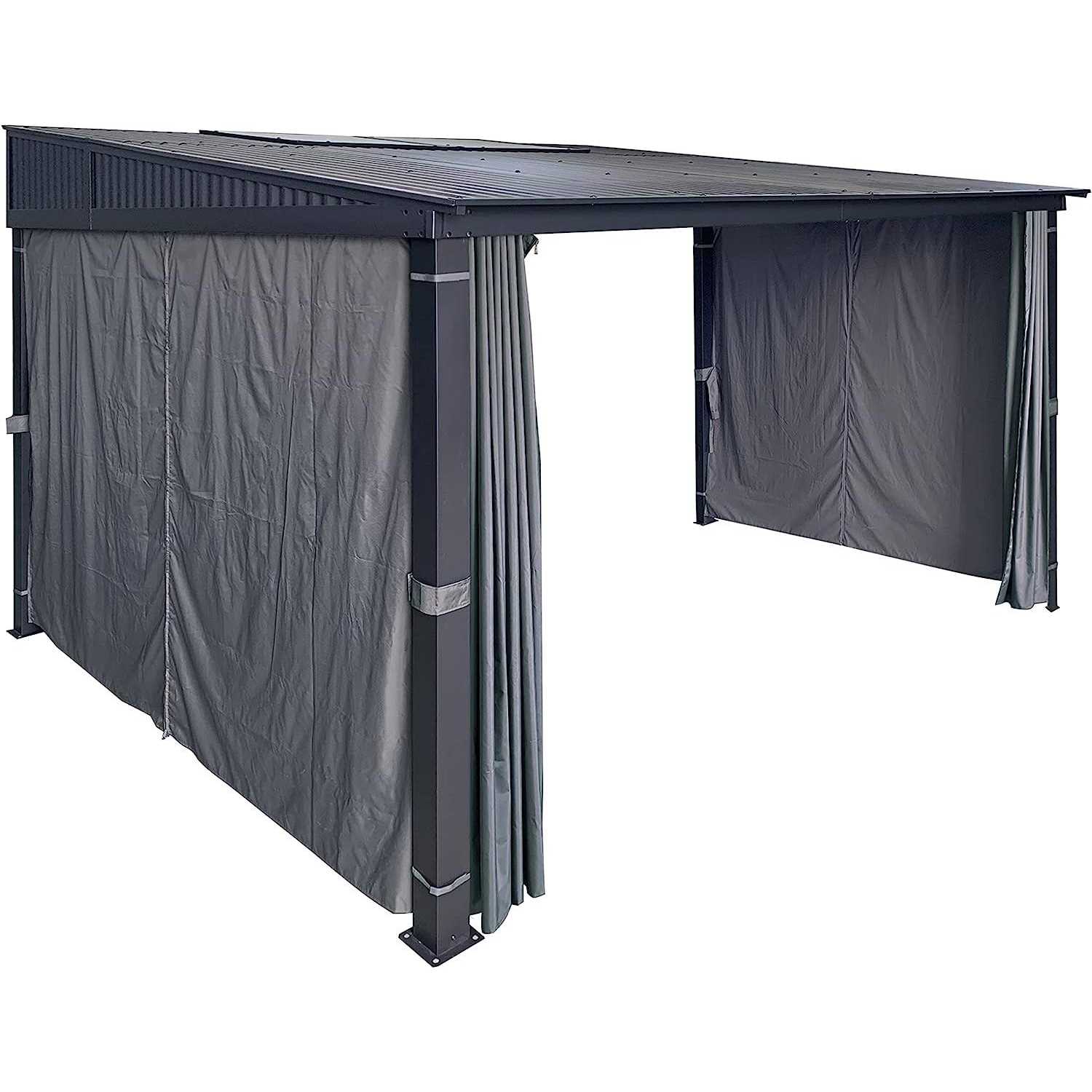 APEX GARDEN Four-Side Privacy Curtain Set for 10-ft x 12-ft Gazebo