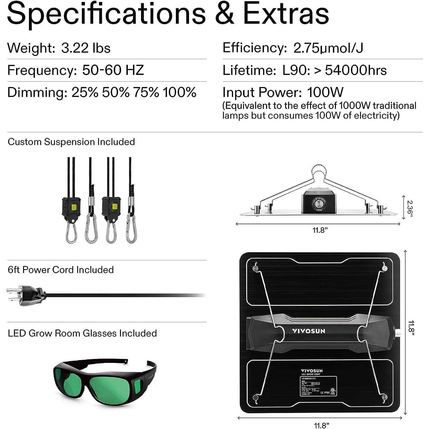 VIVOSUN 100-Watt LED Grow Light with Samsung LM301 Diodes And Sosen