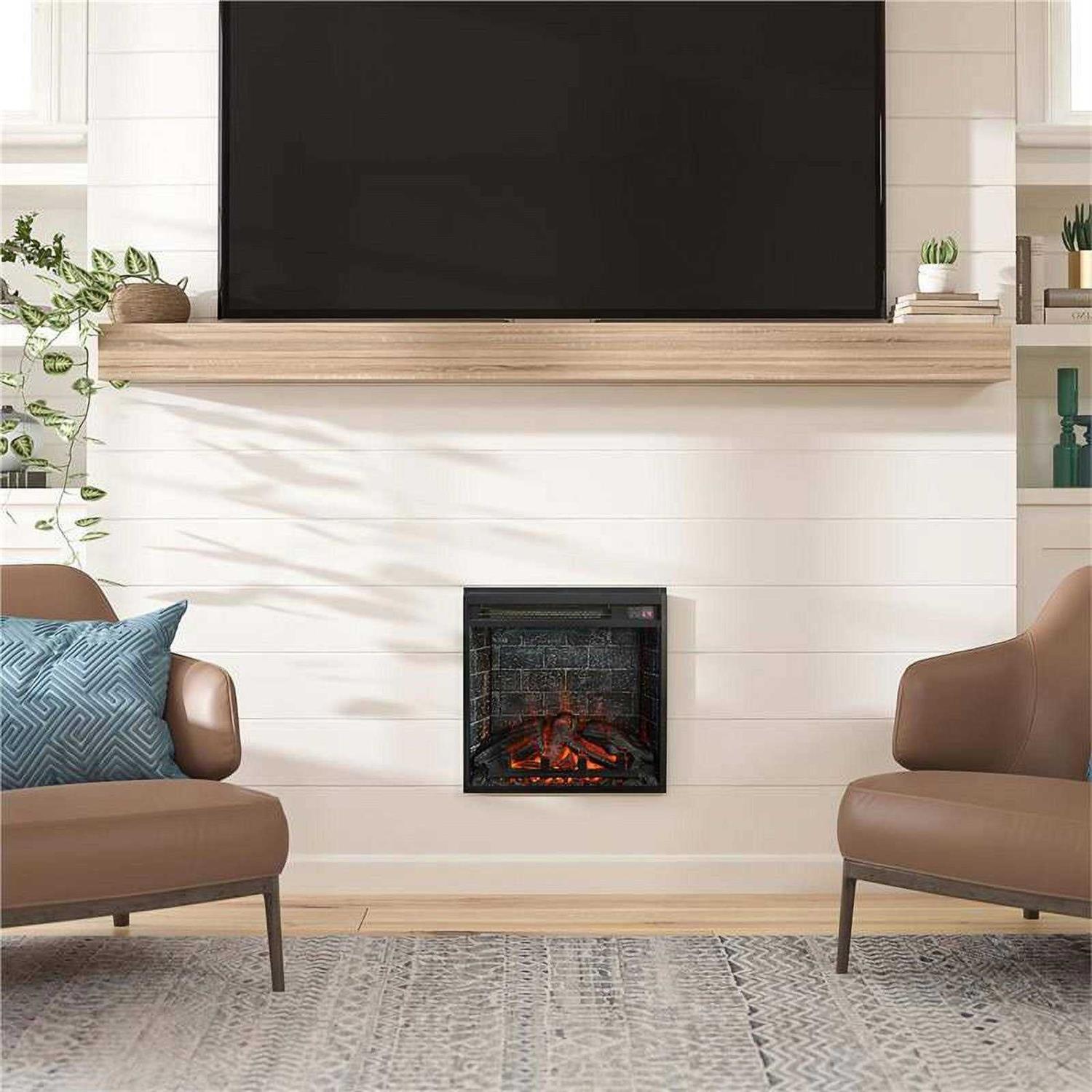Ameriwood Home 18 inch Glass Front Electric Fireplace Insert with Remote