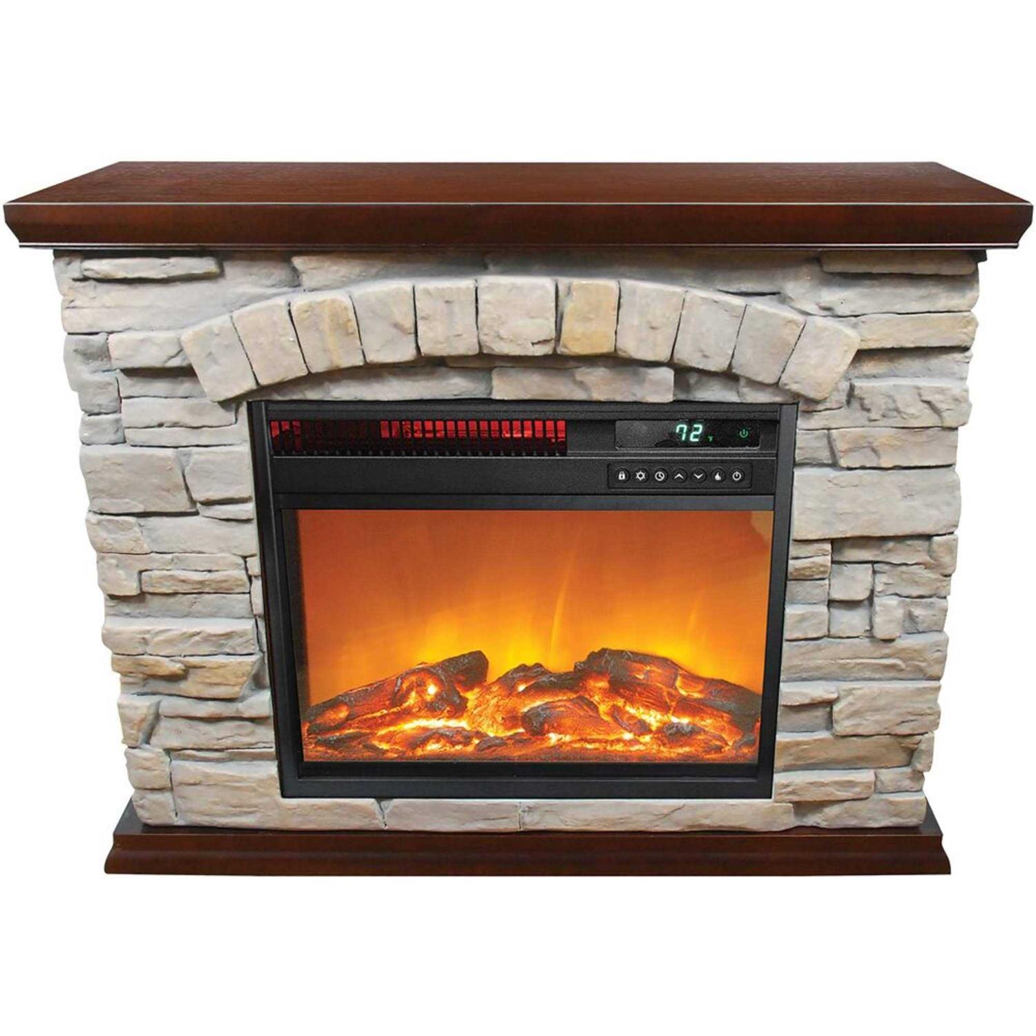 Lifesmart Large Square Infrared Faux Stone Fireplace