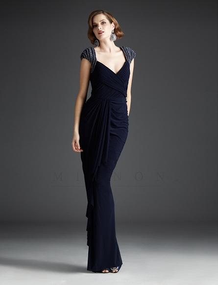 V-Neckline Ruched Long Dress VM650