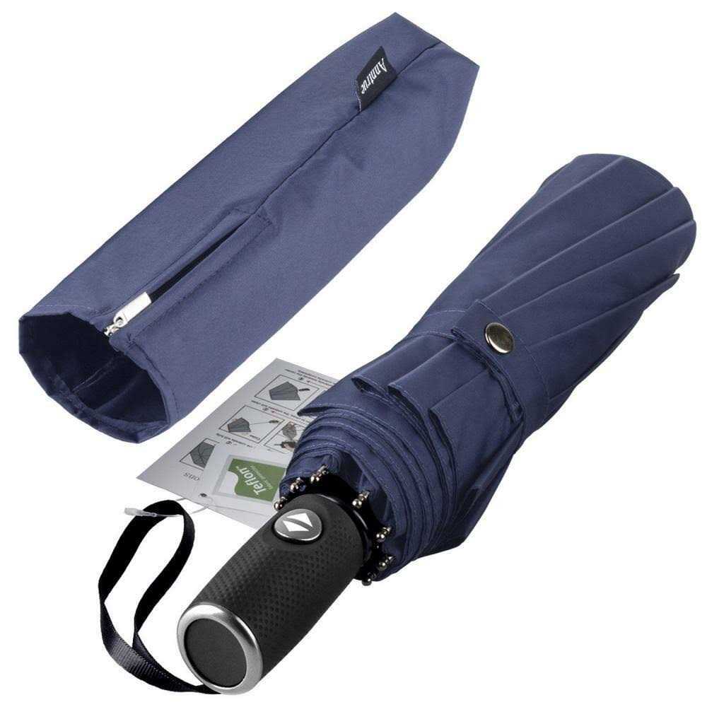 Anntrue Windproof Travel Umbrella Auto Open Close Lightweight Compact Portable Backpack Folding Umbrella Perfect for Car Purse Men and Women