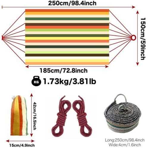 Colel Double Hammock 2 Person Cotton Canvas Hammock 450lbs Portable Camping Hammock with Carrying Bag Two Anti Roll Balance Beam Metal Carabiner