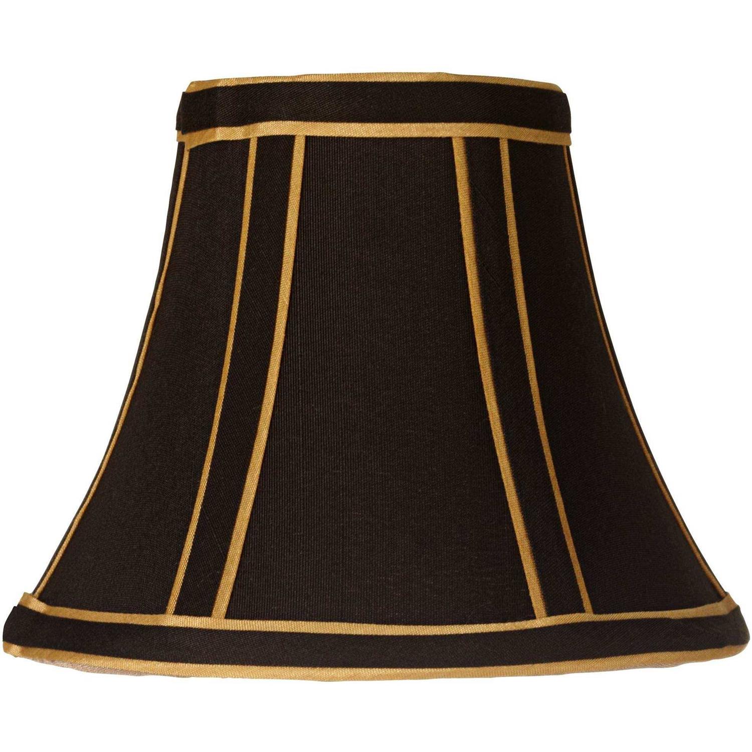 Springcrest Set Empire Lamp Shades Black with Gold Trim Small 3 Top x 6 Bottom x 5 High Candelabra Clip-On Fitting