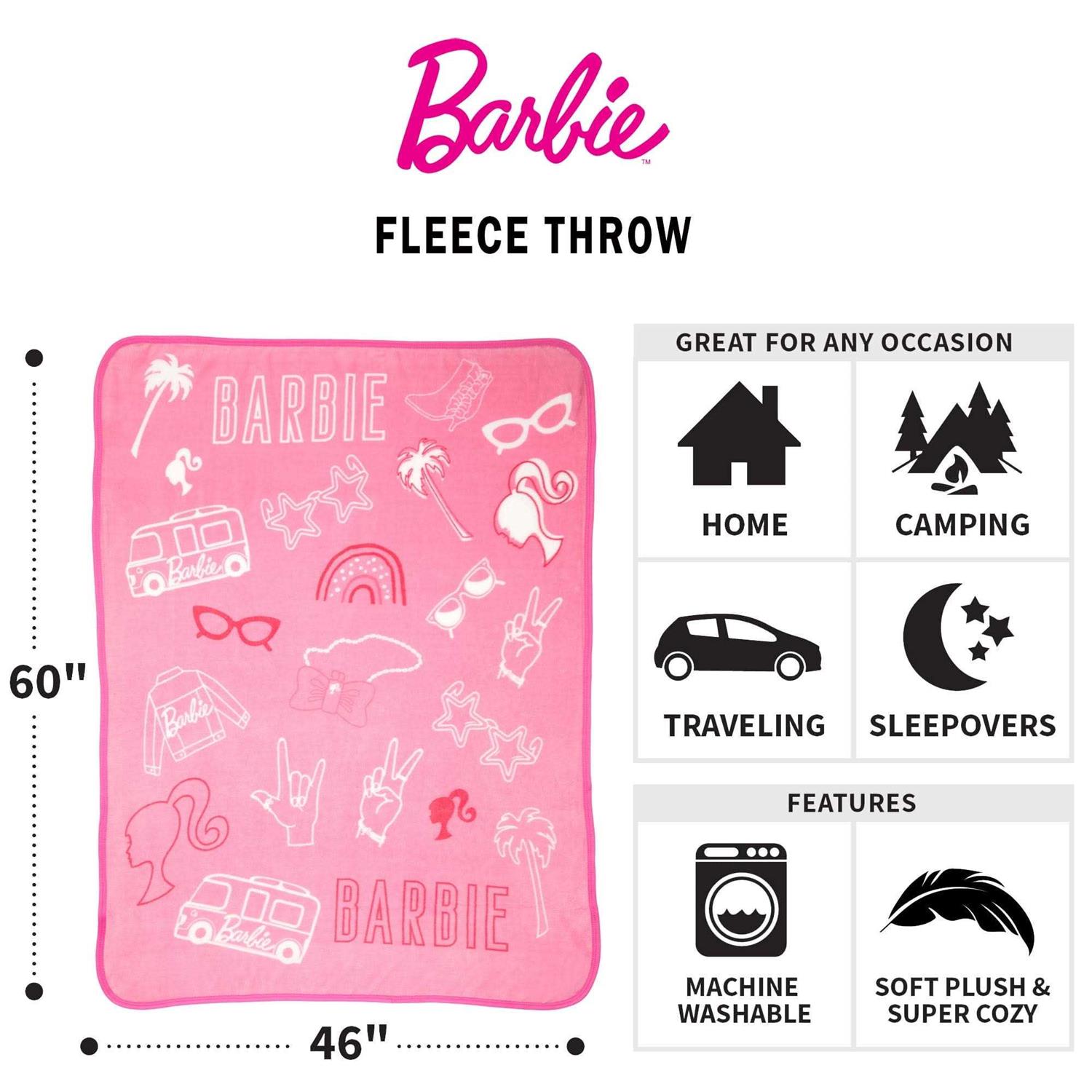 Barbie Kids Fleece Throw 46 inchx60 inch
