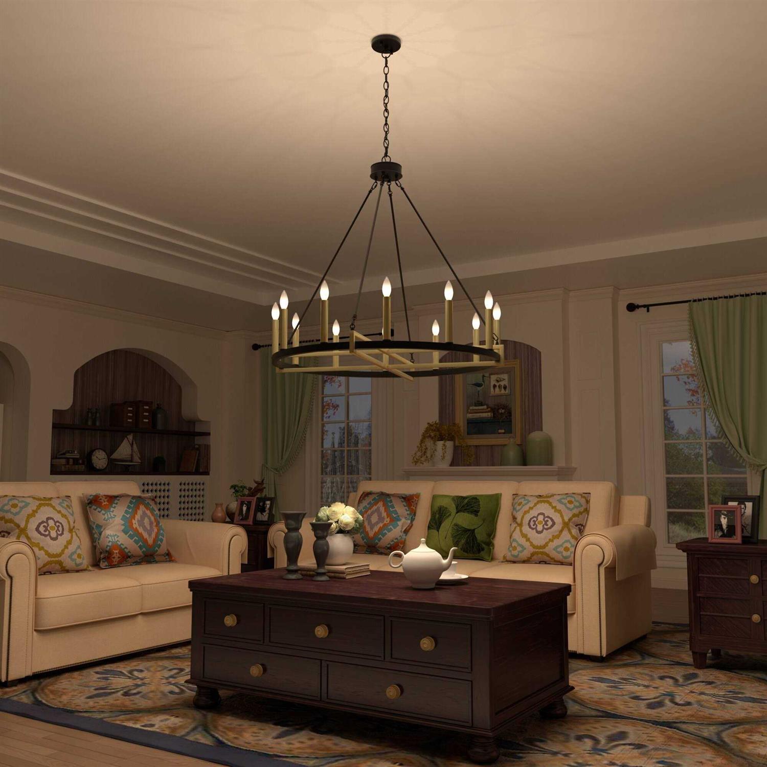 Acroma 12-light 40In Modern Farmhouse Wagon Wheel Chandelier