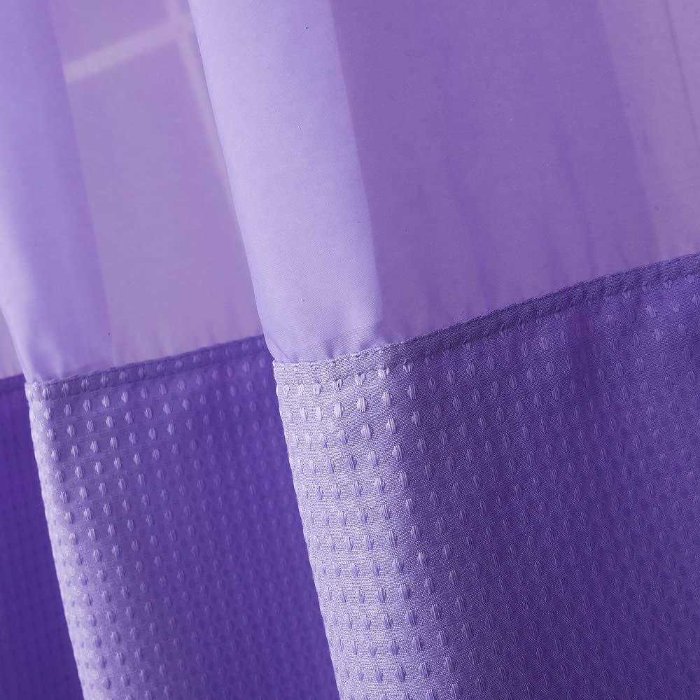 Wpm No Hooks Required Shower Curtain with Snap-in Liner Waffle Weave Design