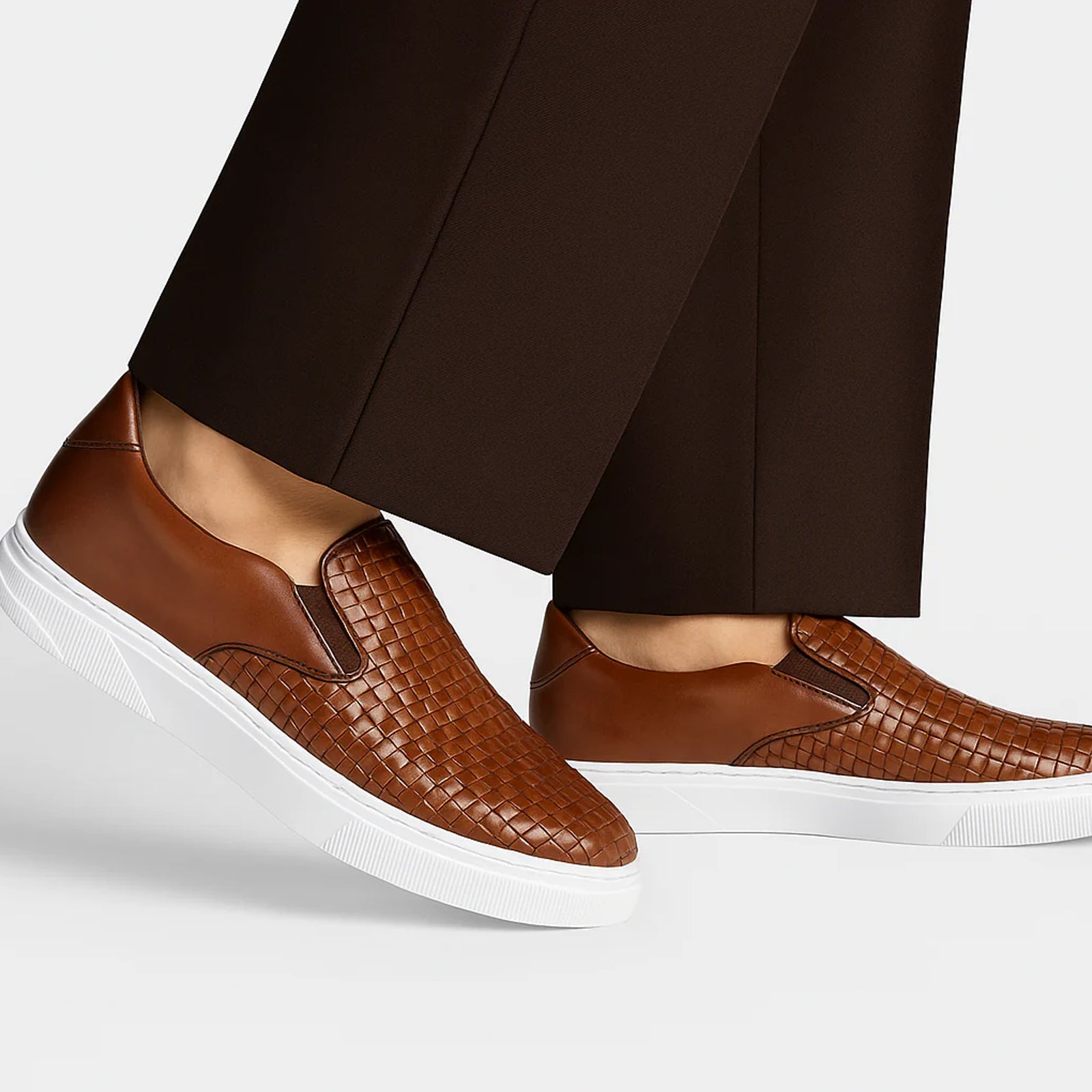 Men’s Belvedere Fernando Quilted Leather Slip on Dress Sneaker in Tan