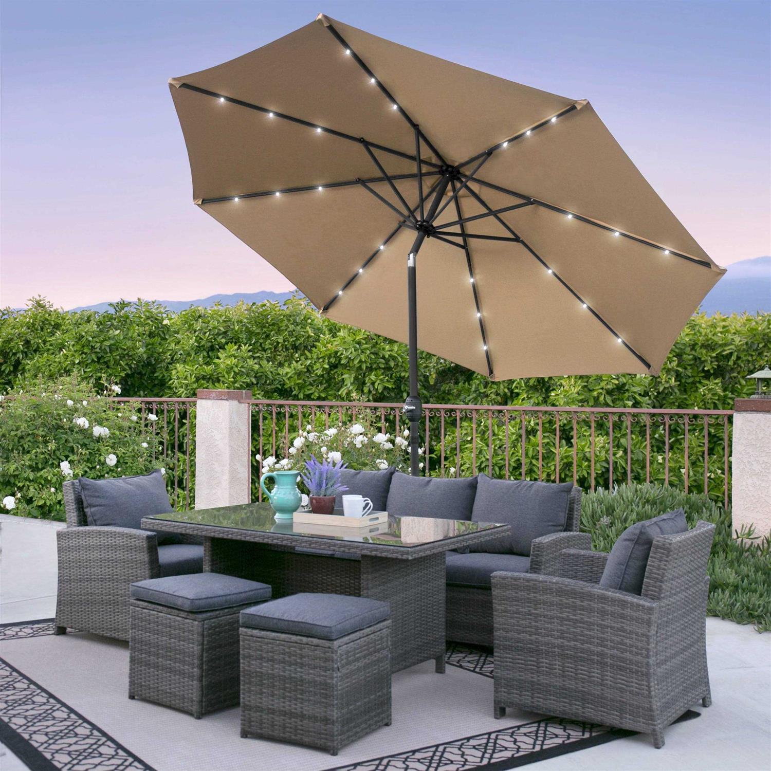 Best Choice Products Solar LED Lighted Patio Umbrella Tilt Adjustment