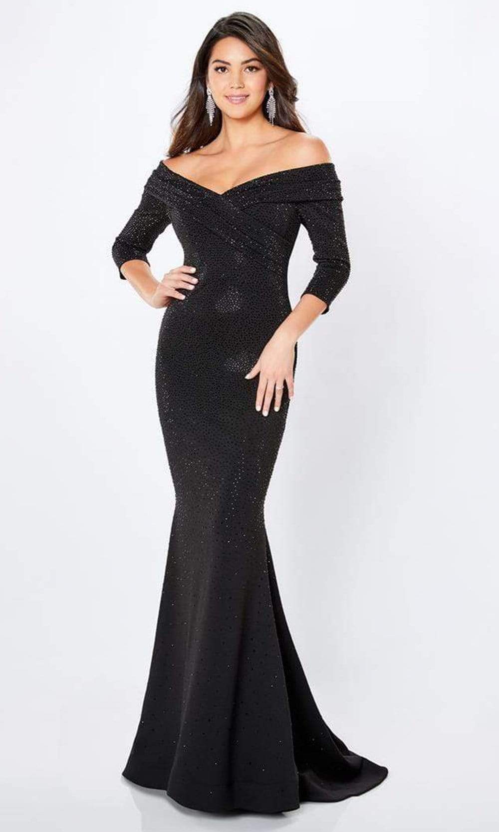 221970 Off-Shoulder Sparkle Beaded Mermaid Gown