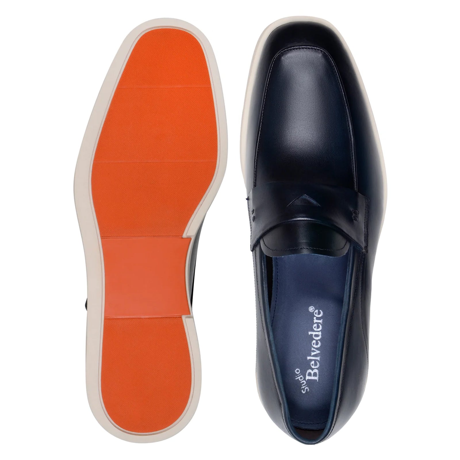 Men’s Belvedere Maurizio Nappa Leather Casual Penny Loafer in Navy