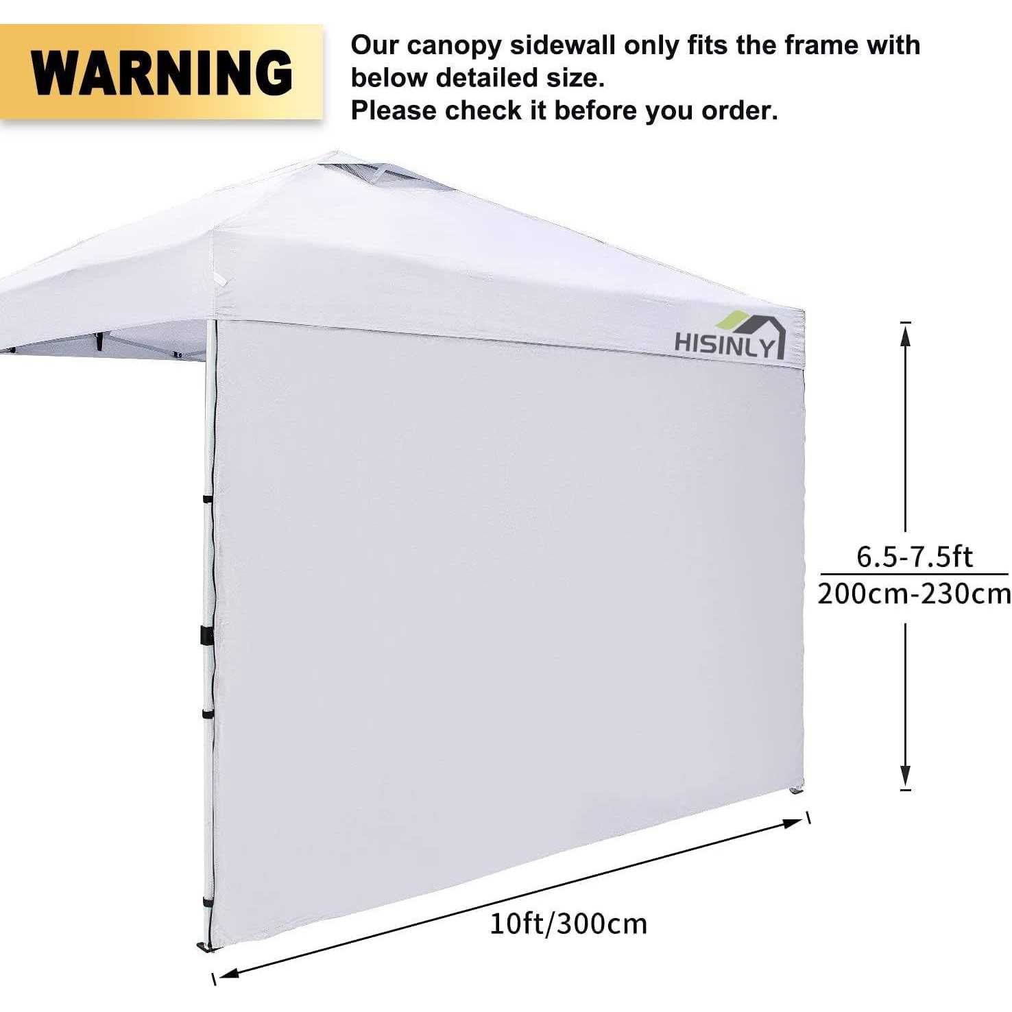 10×10 Pop Up Canopy Sidewalls for Hisinly Instant Canopy Tent