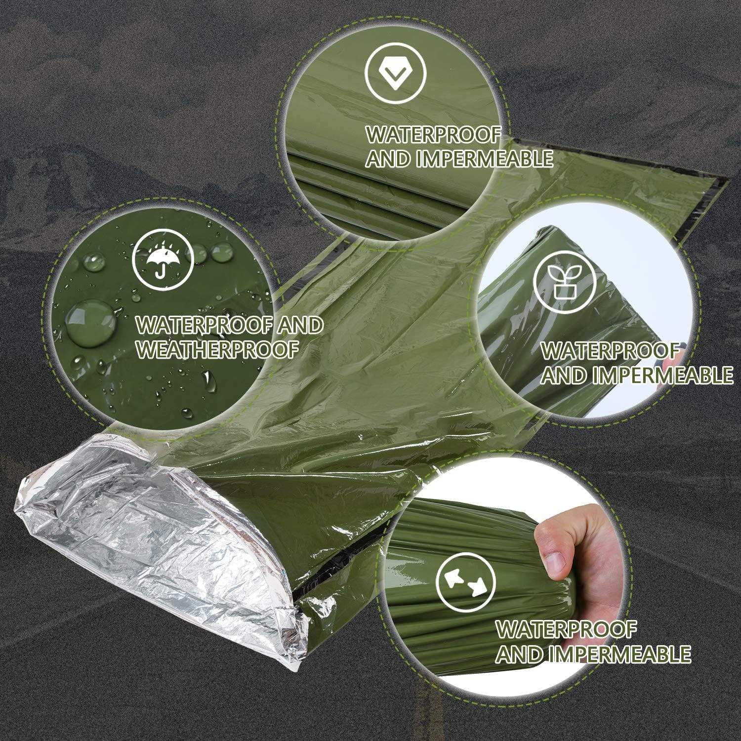 Mezonn Emergency Sleeping Bag Survival Bivy Sack Use as Emergency Blanket Lightweight Survival Gear for Outdoor Hiking Camping Keep Warm After