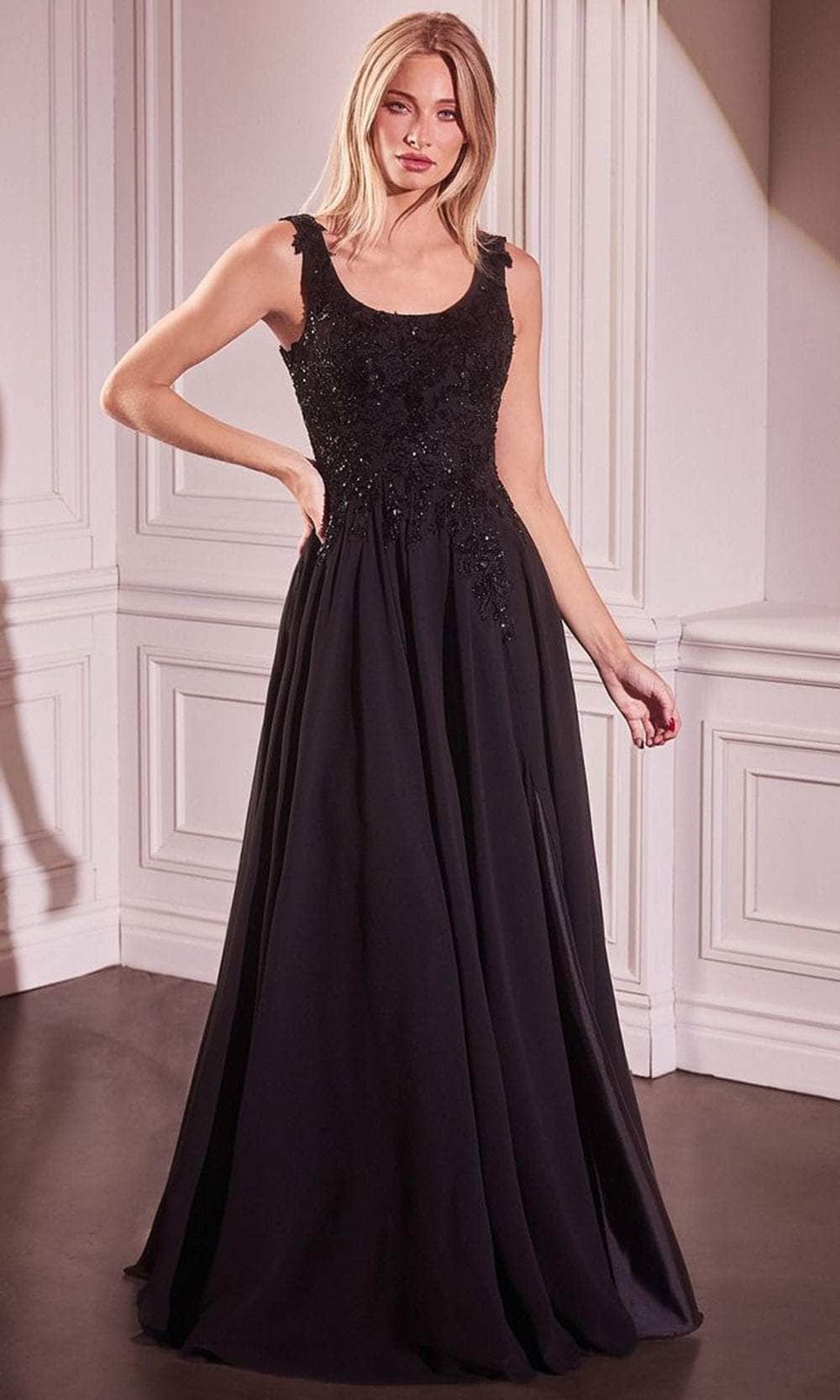 Applique Cape Evening Gown