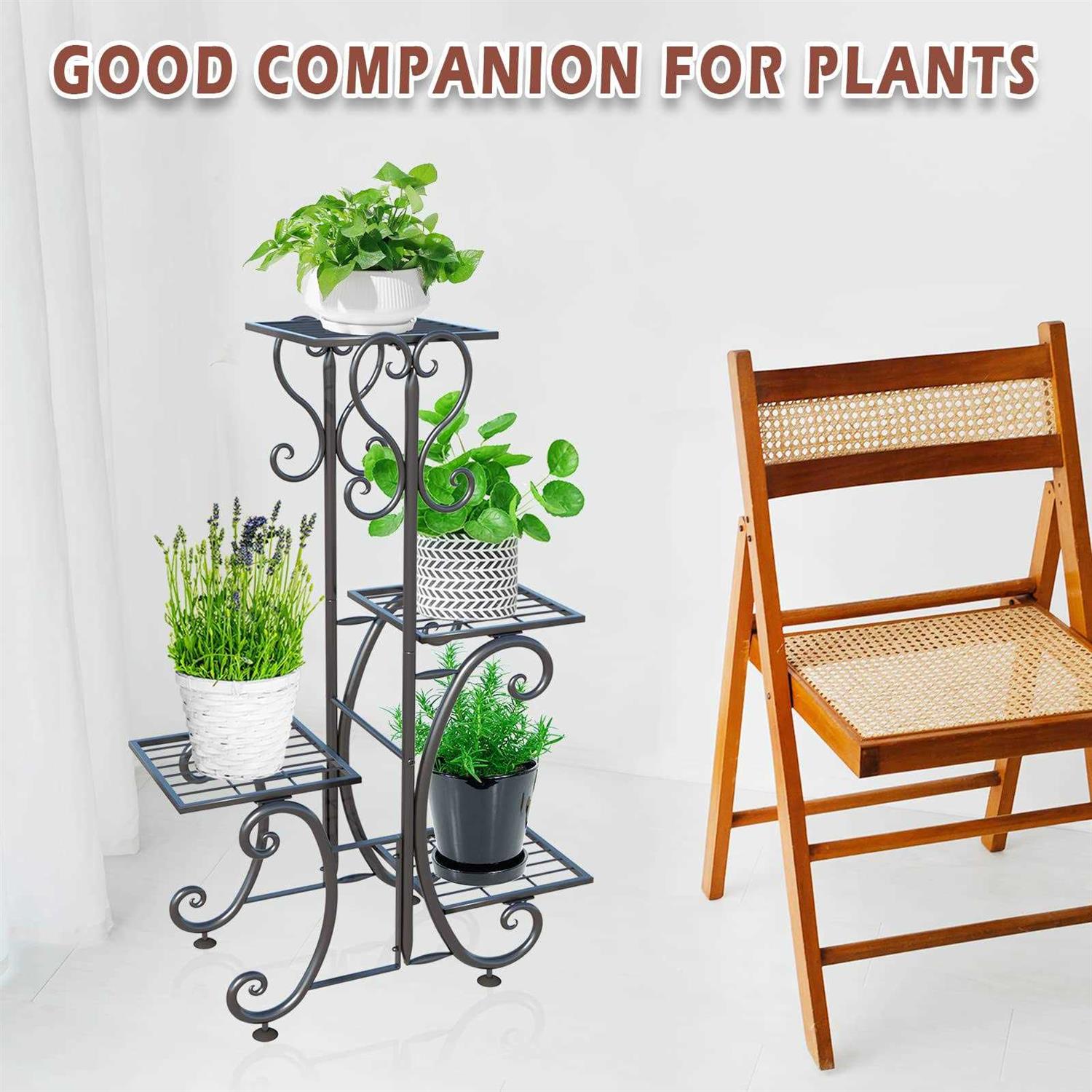 ZHAZHADI Metal Plant Stand Indoor Outdoor 4 Tier Flower Pot Holder Shelf