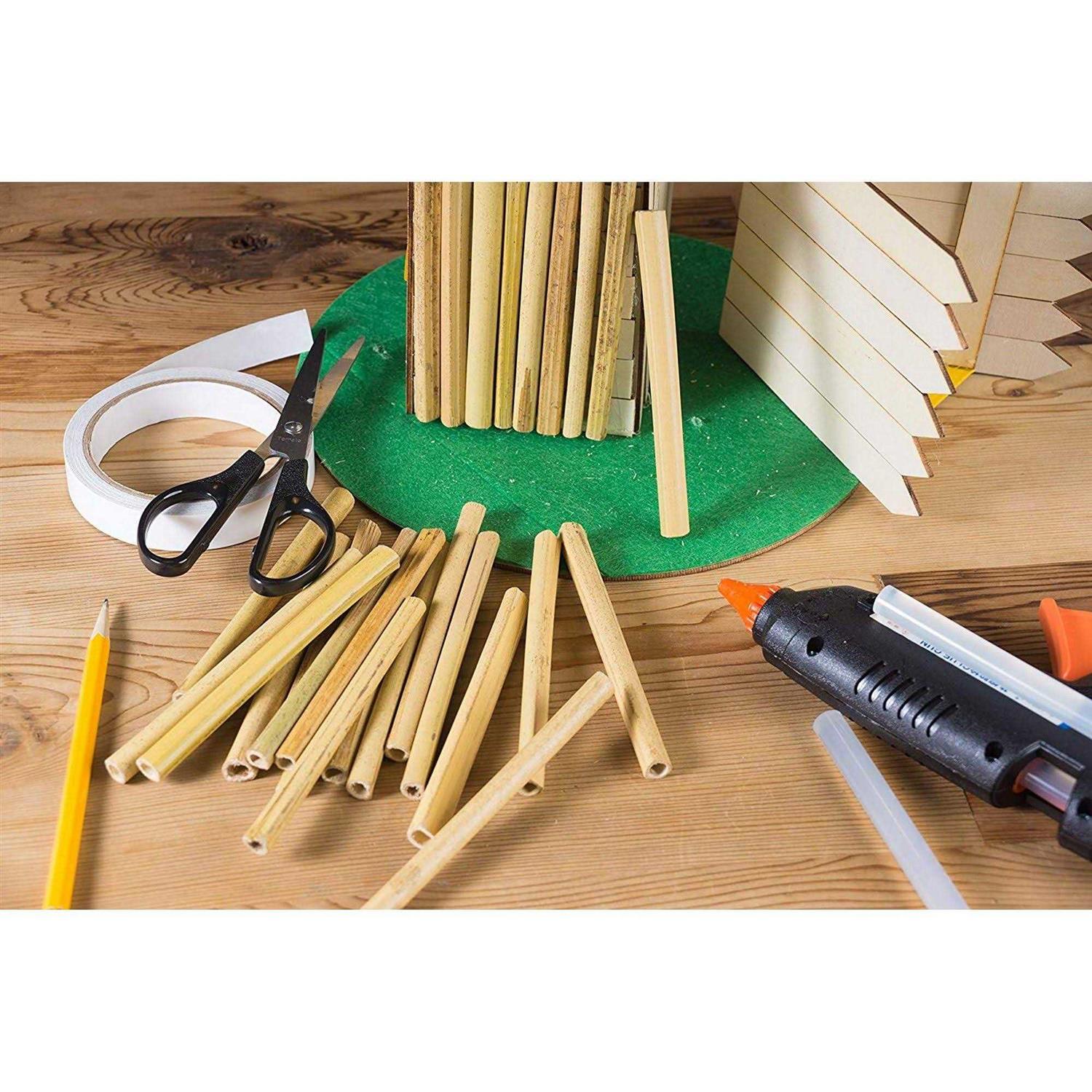 100 Pack Wood Bamboo Sticks for Crafts