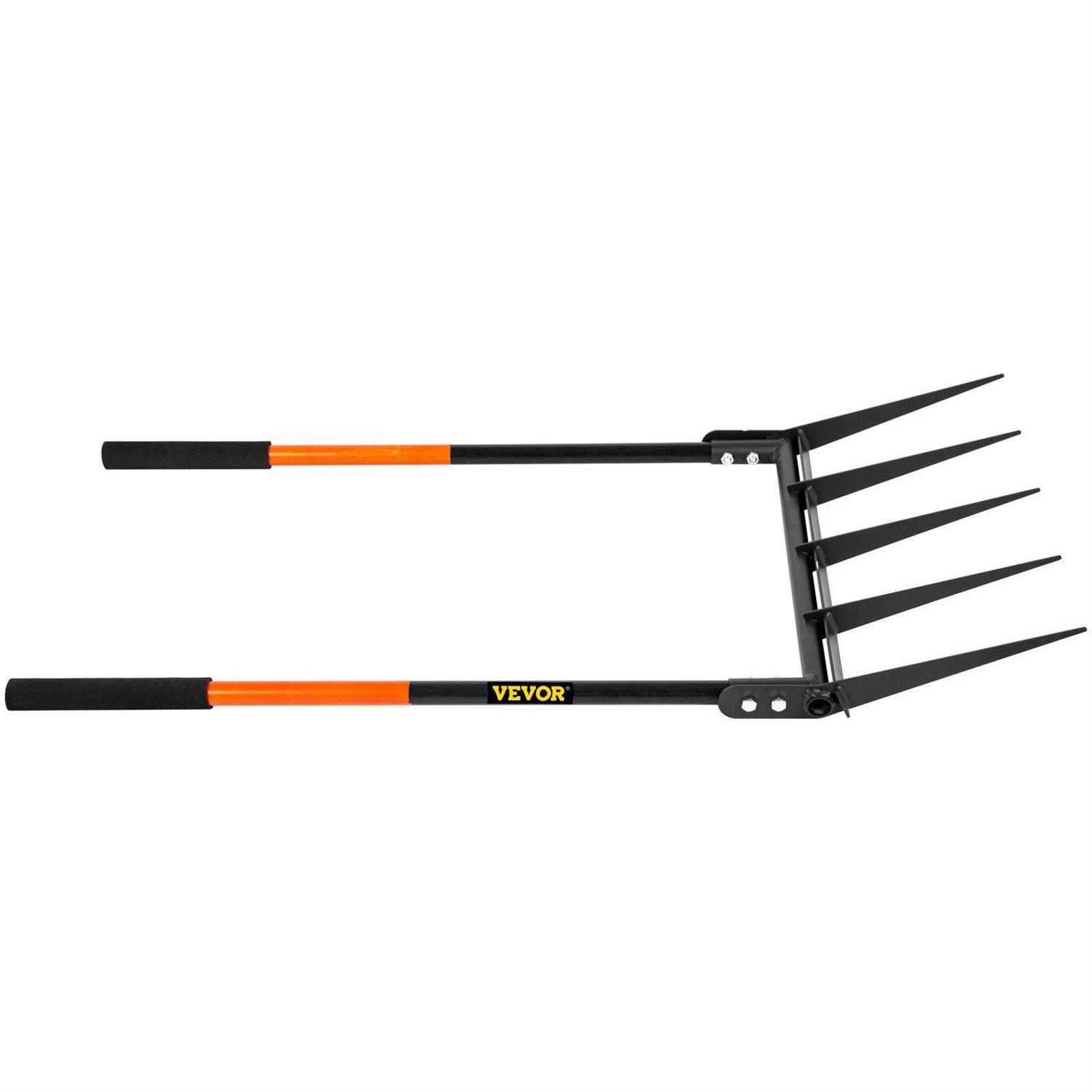 VEVOR Broad Fork Tool, 5 Tines 20 in Wide, Garden Tool with Fiberglass Handle for Gardening and Cultivating