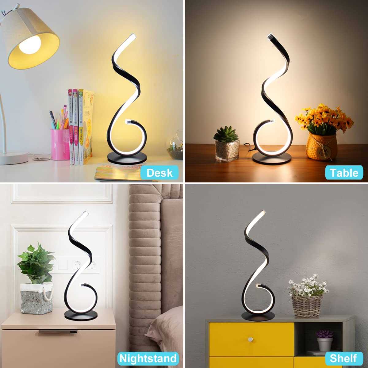 BESKETIE Modern Spiral LED Table Lamp Dimmable Table Lamps
