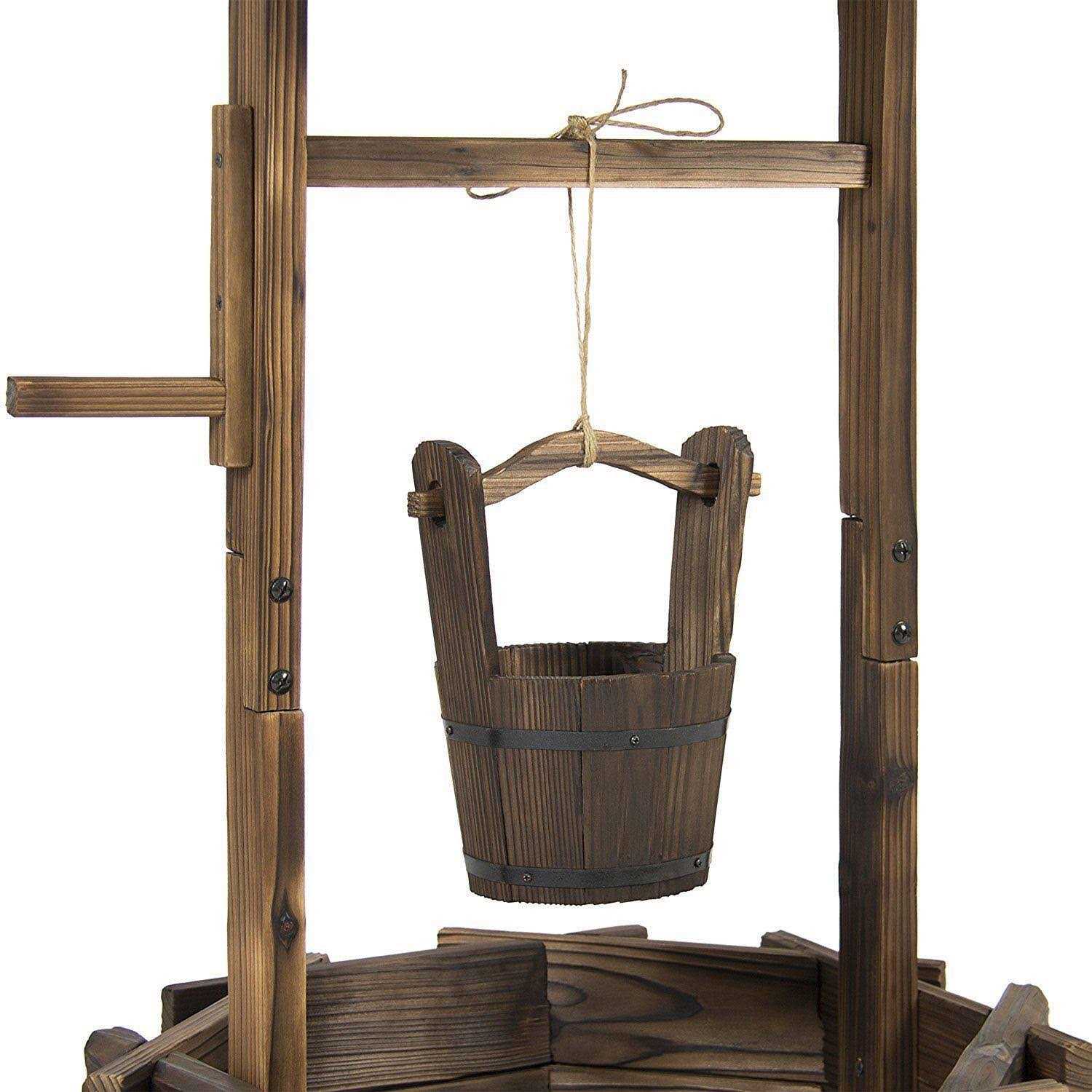 Best Choice Products Rustic Wooden Wishing Well Planter Outdoor Home Decor for Patio