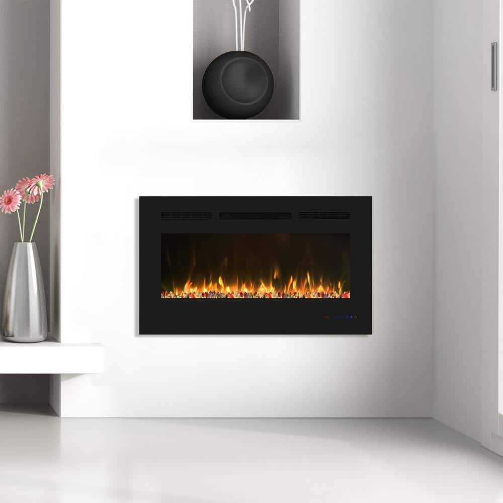 Clihome Flame 30 in. Wall-Mounted Automatic Constant Temperature Electric Fireplace Insert