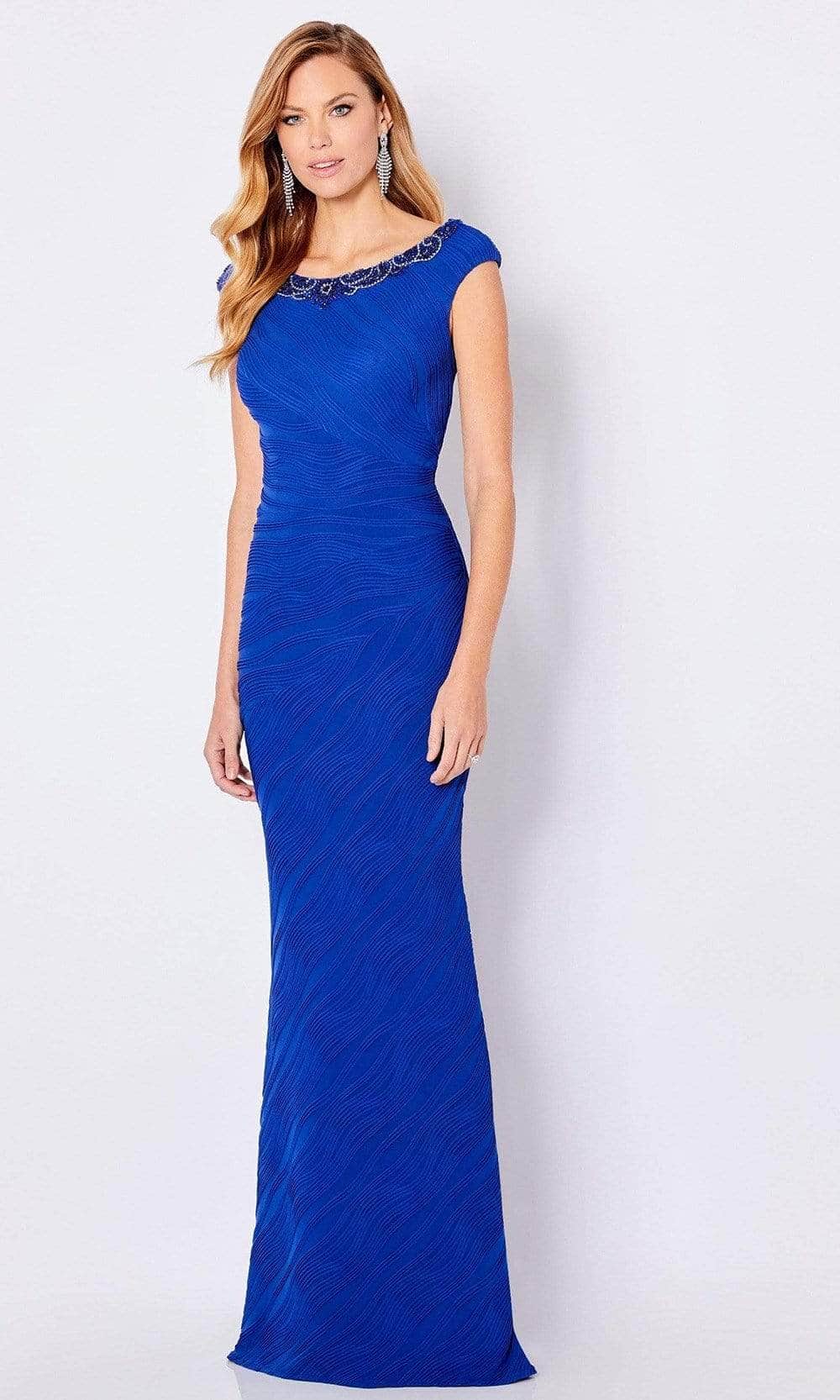 221695 Beaded Cap Sleeve Evening Dress