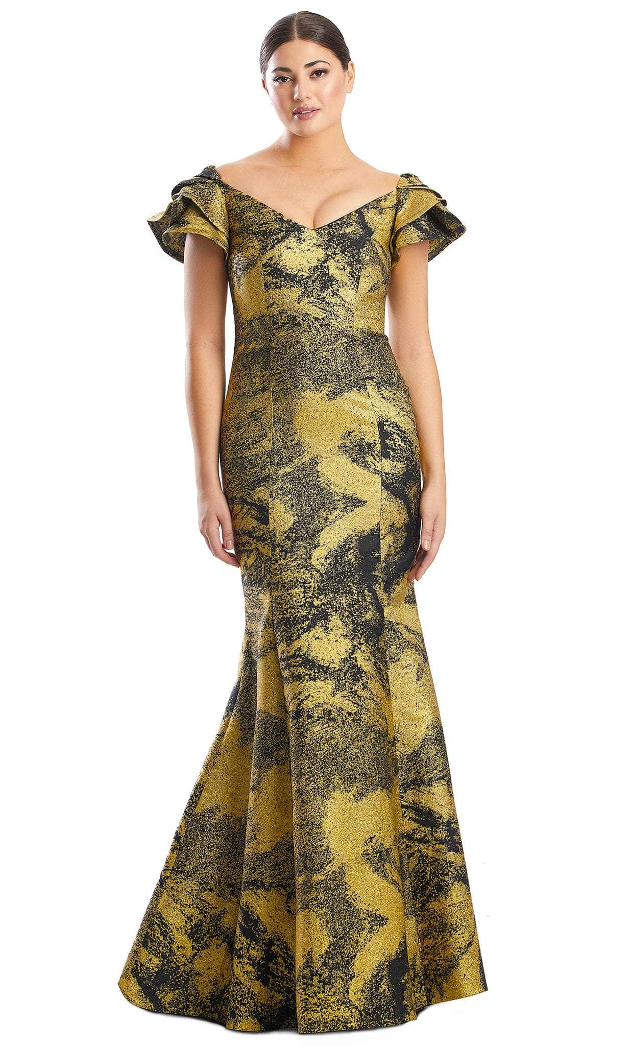 Layered Sleeve Trumpet Long Gown