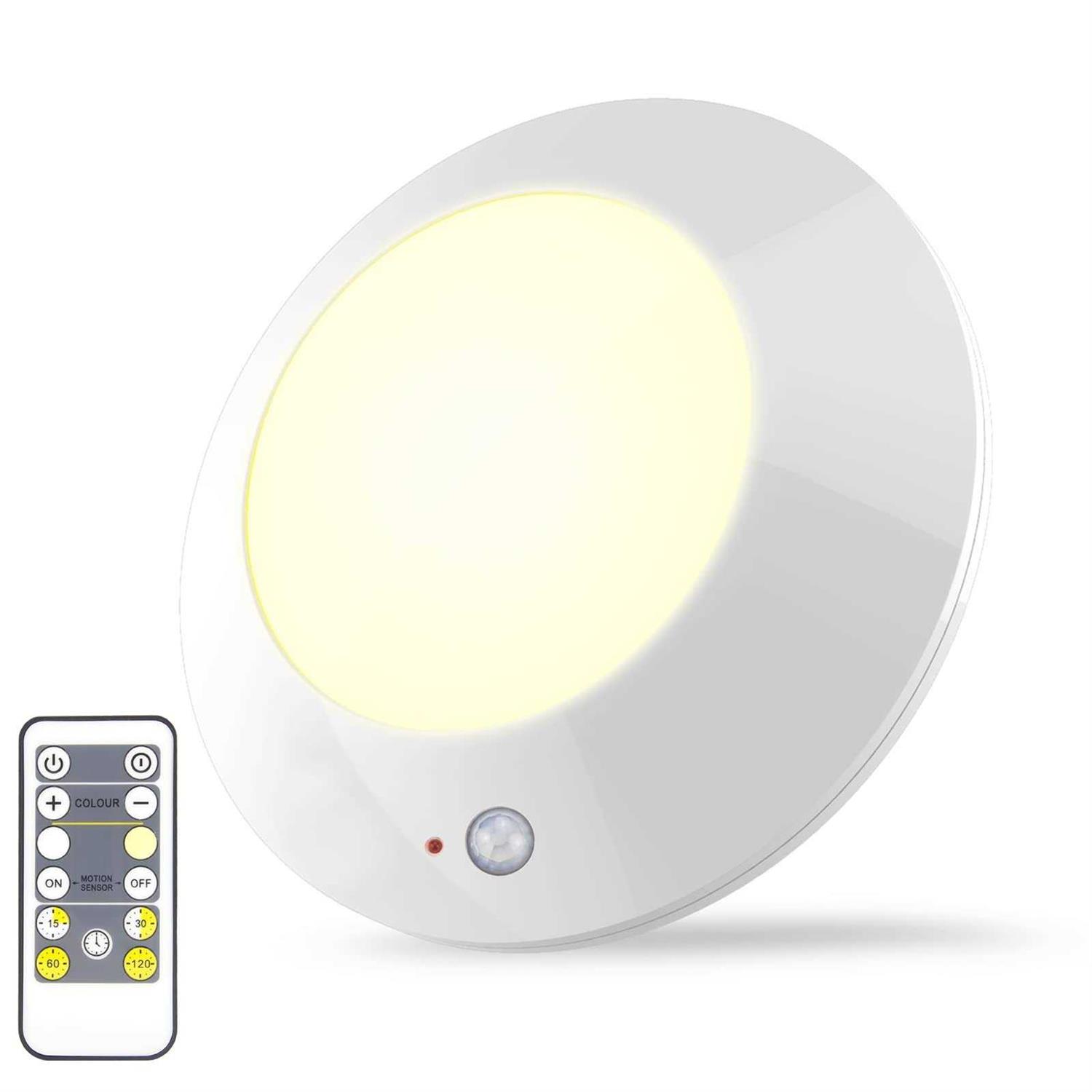 Bigmonat Battery Operated Shower Light with Motion Sensor Wireless Ceiling Light RF Remote Controlled Through Walls|Brightness Dimmable and Timer