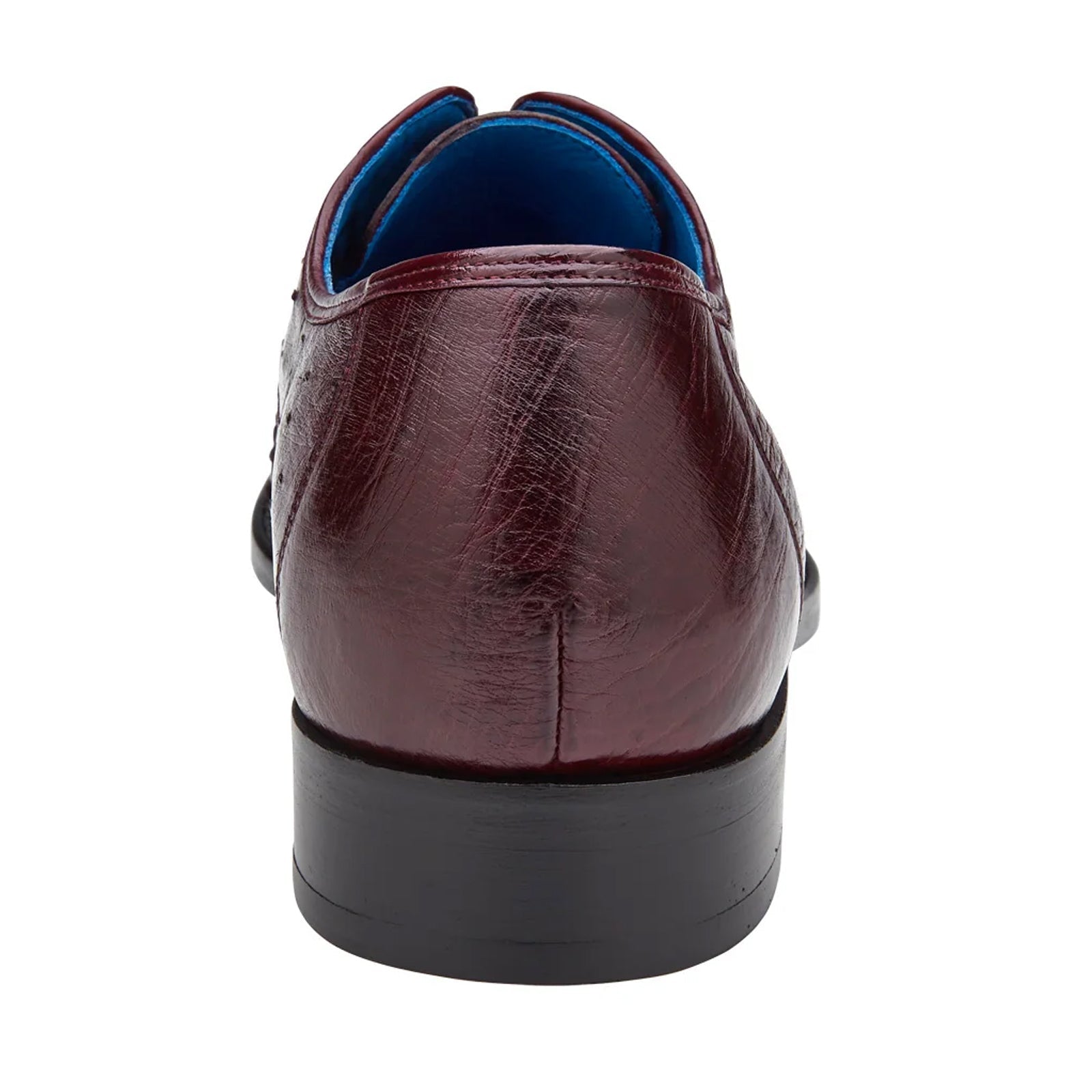 Men’s Belvedere Orlando Ostrich Quill Plain Toe Dress Shoe in Burgundy