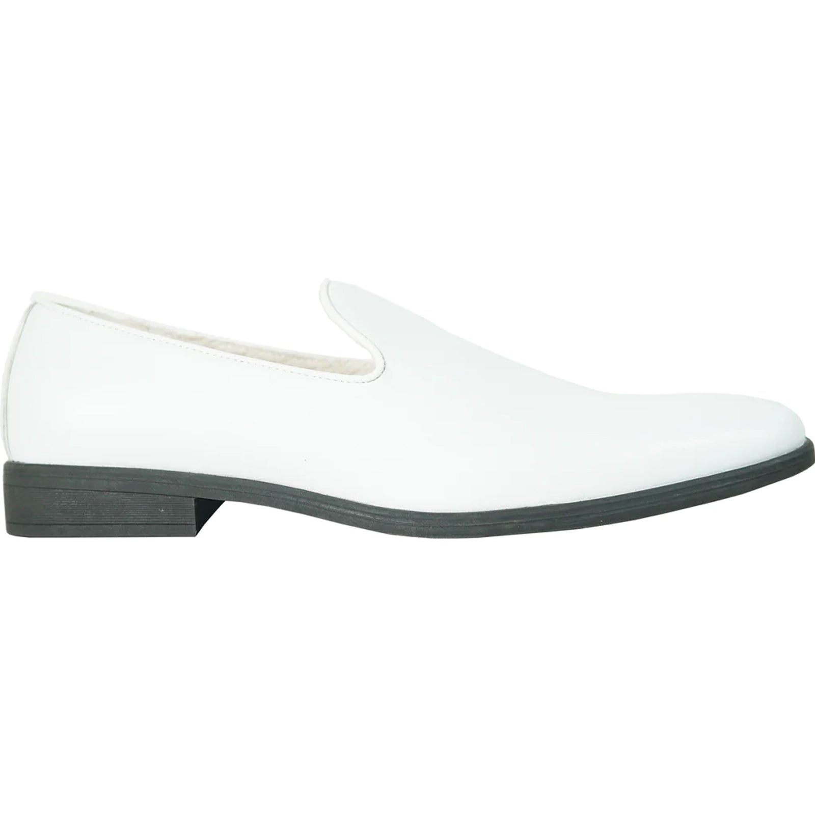 Mens Classic Plain Toe Slip on Loafer Dress Shoe in White