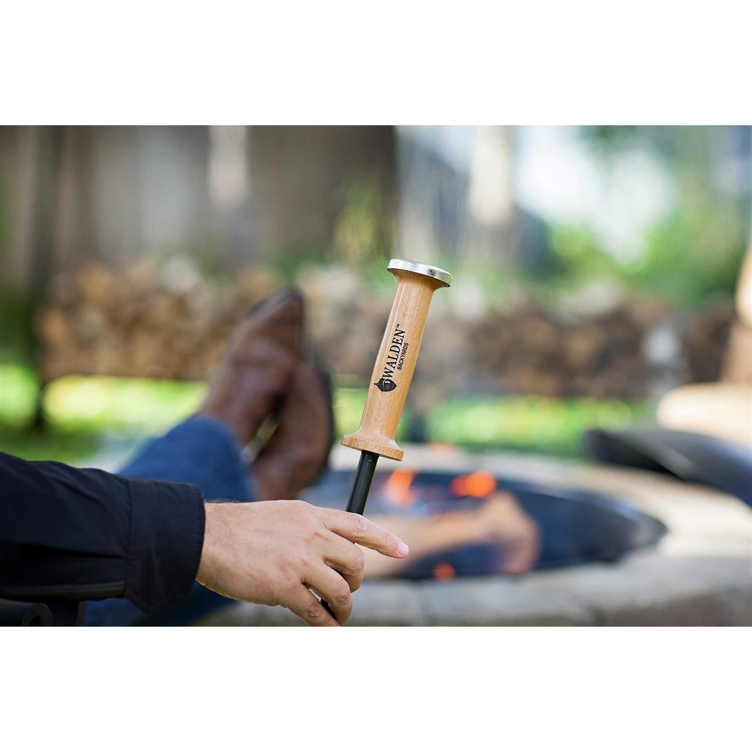 Walden Backyards Fire Pit Stoker Poker High Temperature Heavy Duty Steel Blow Through Airflow Valve Firepit Stoker Tool for Outdoor Pits